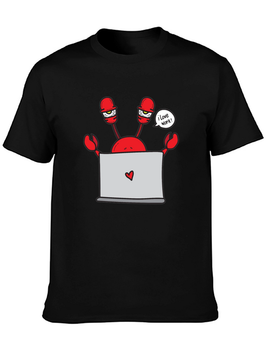 Funny Crab Laptop T-Shirt - I Love Work Tee