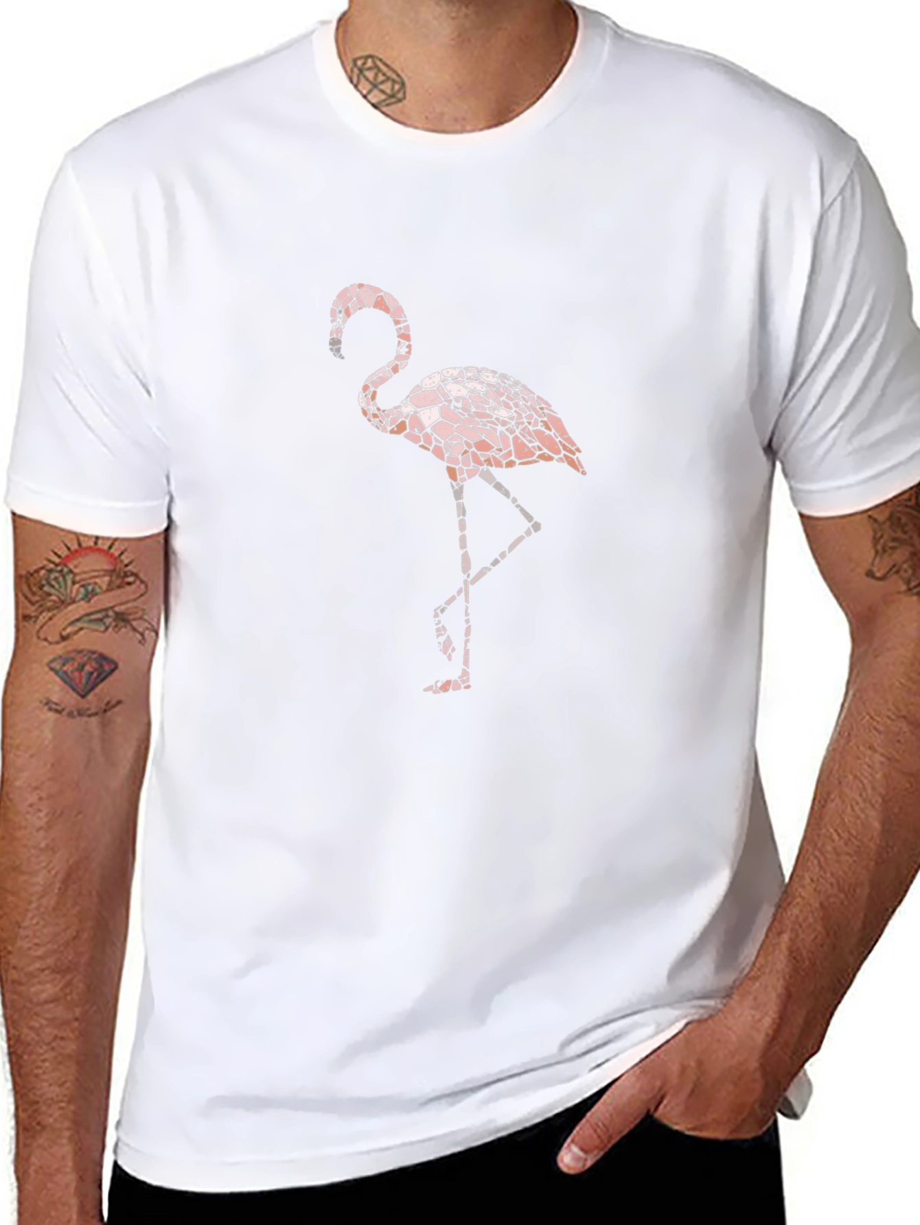 Flamingo Graphic Print Black T-Shirt