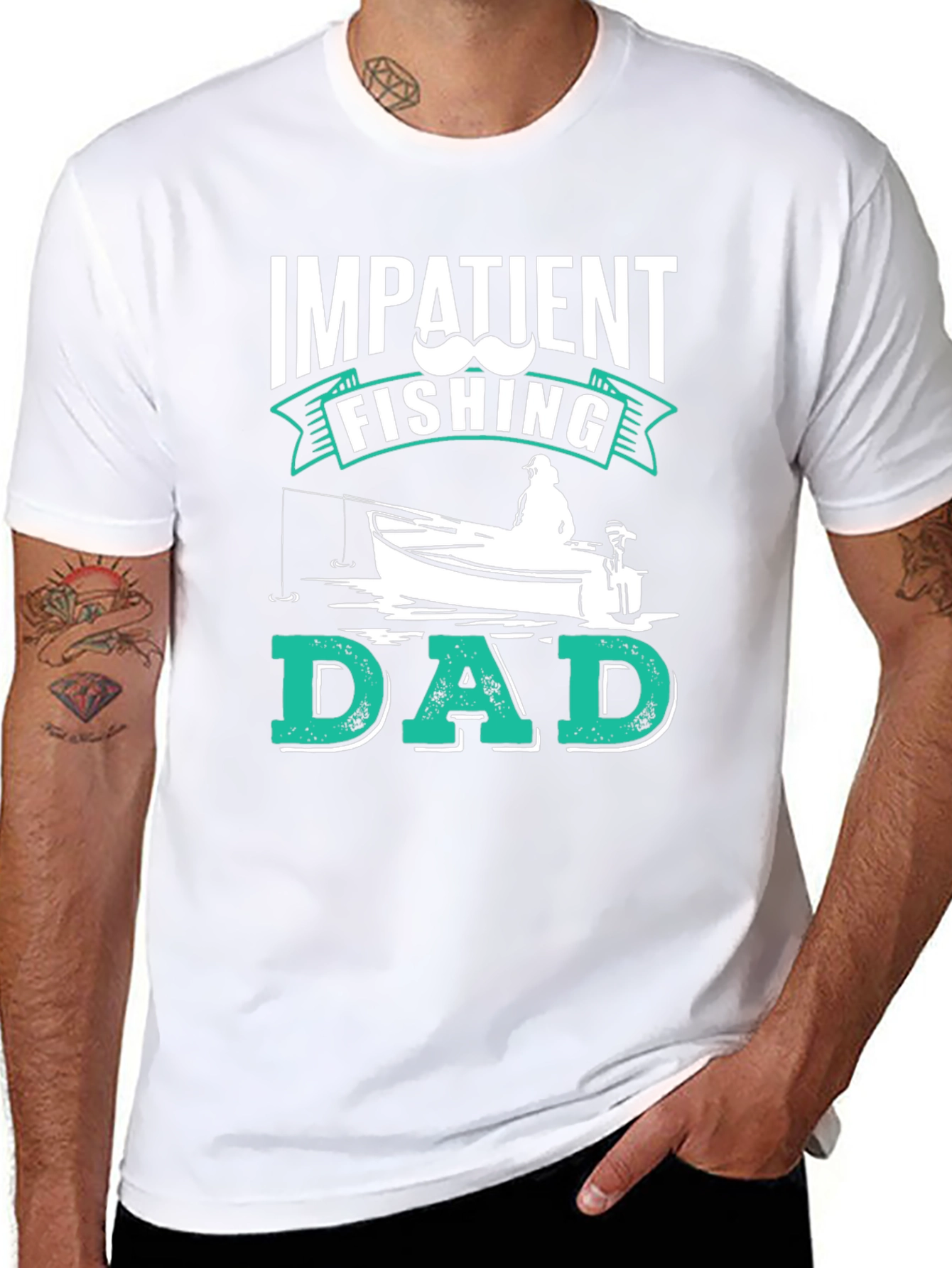 Impatient Fishing Dad Black Graphic Tee
