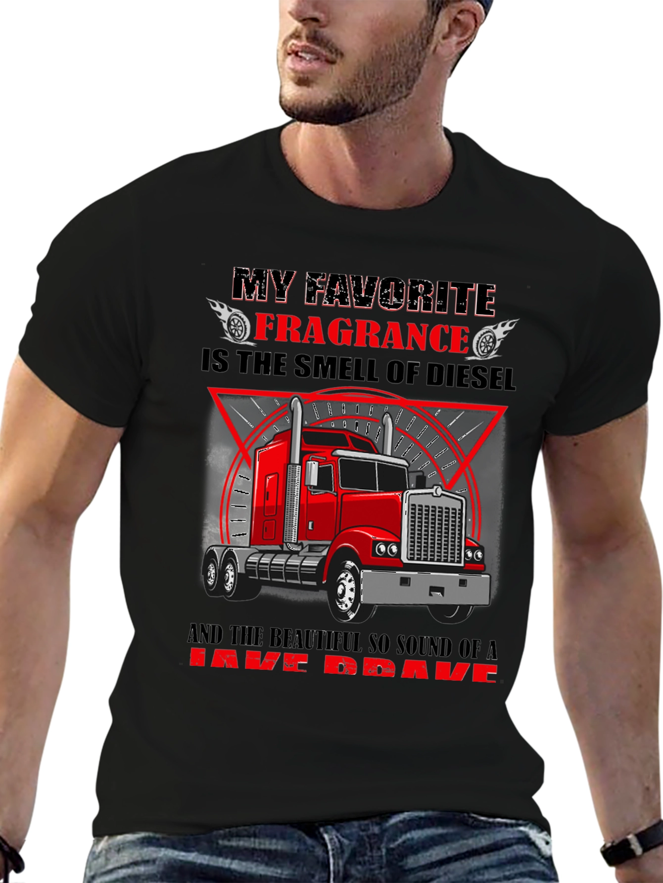 Diesel Smell Trucker T-Shirt - Black