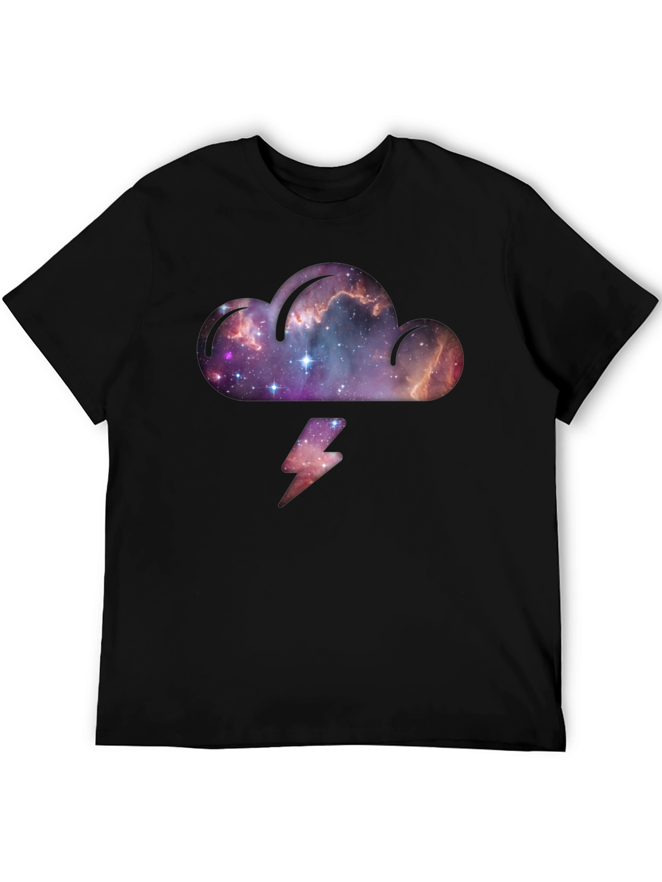 Cosmic Cloud & Lightning Black T-Shirt