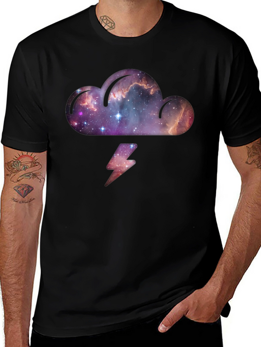 Cosmic Cloud & Lightning Black T-Shirt