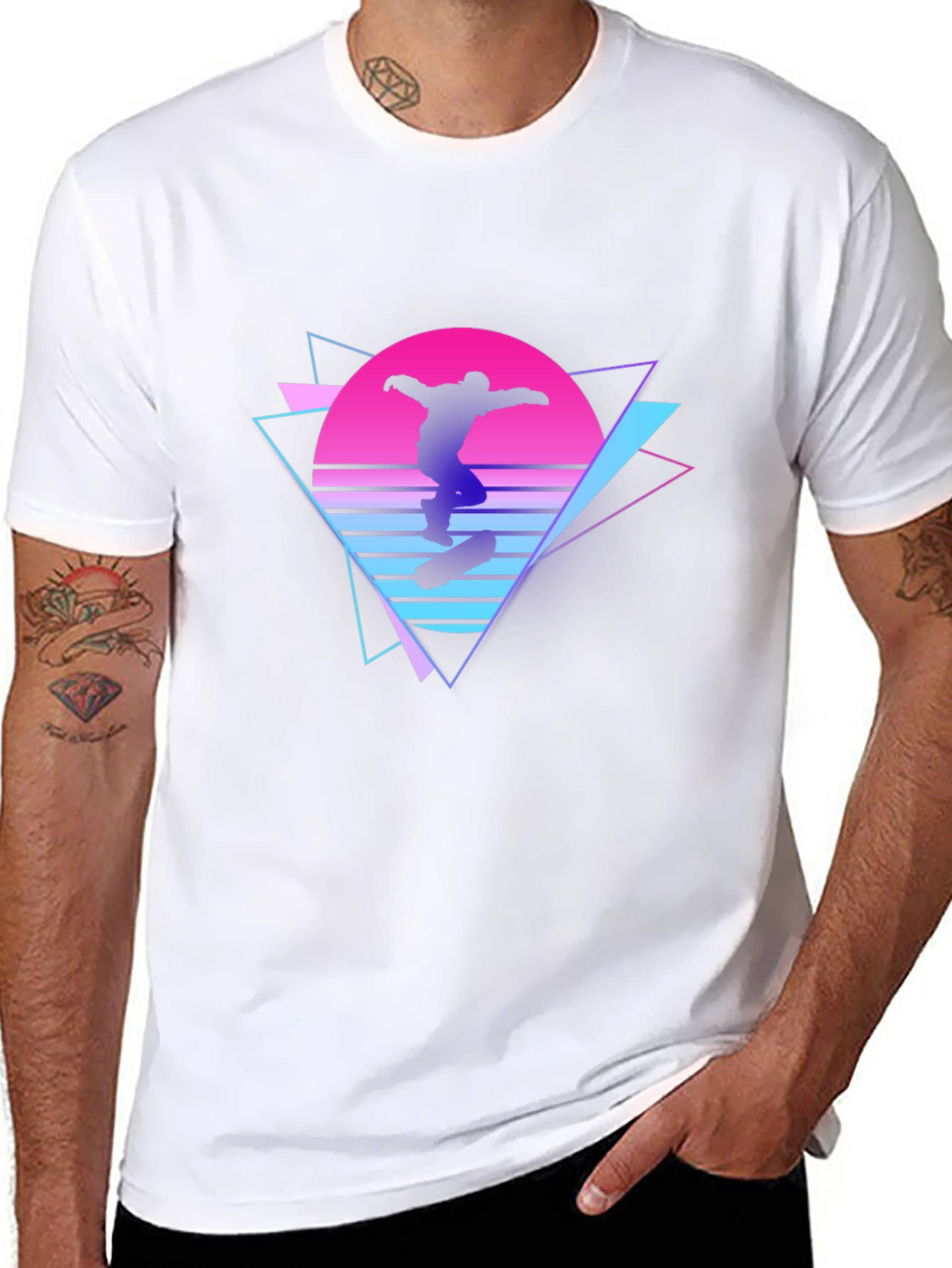 Retro Skateboarder Graphic T-Shirt - Black