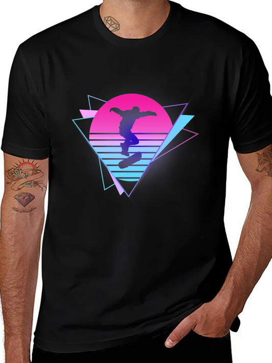 Retro Skateboarder Graphic T-Shirt - Black