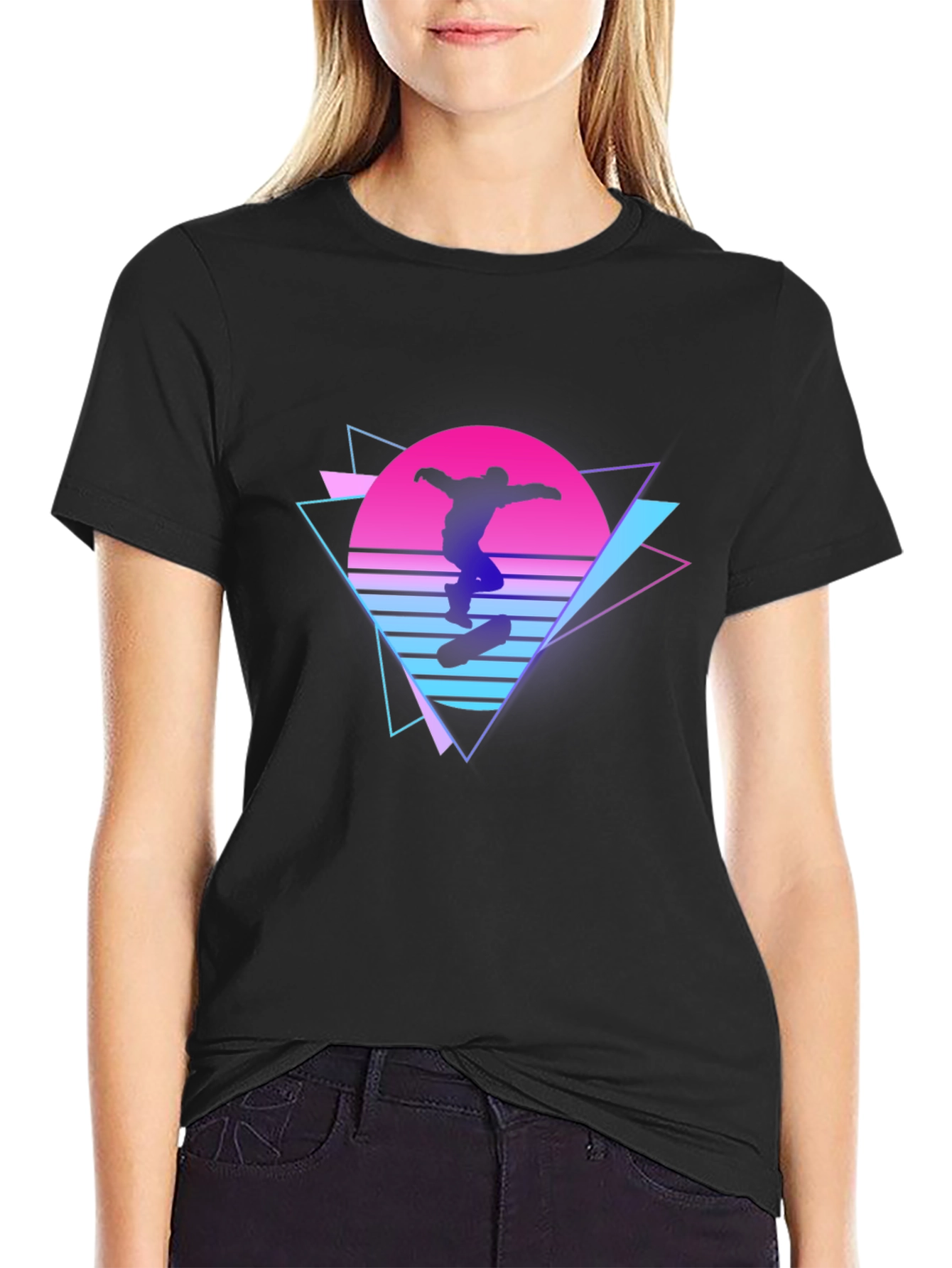 Retro Skateboarder Graphic T-Shirt - Black