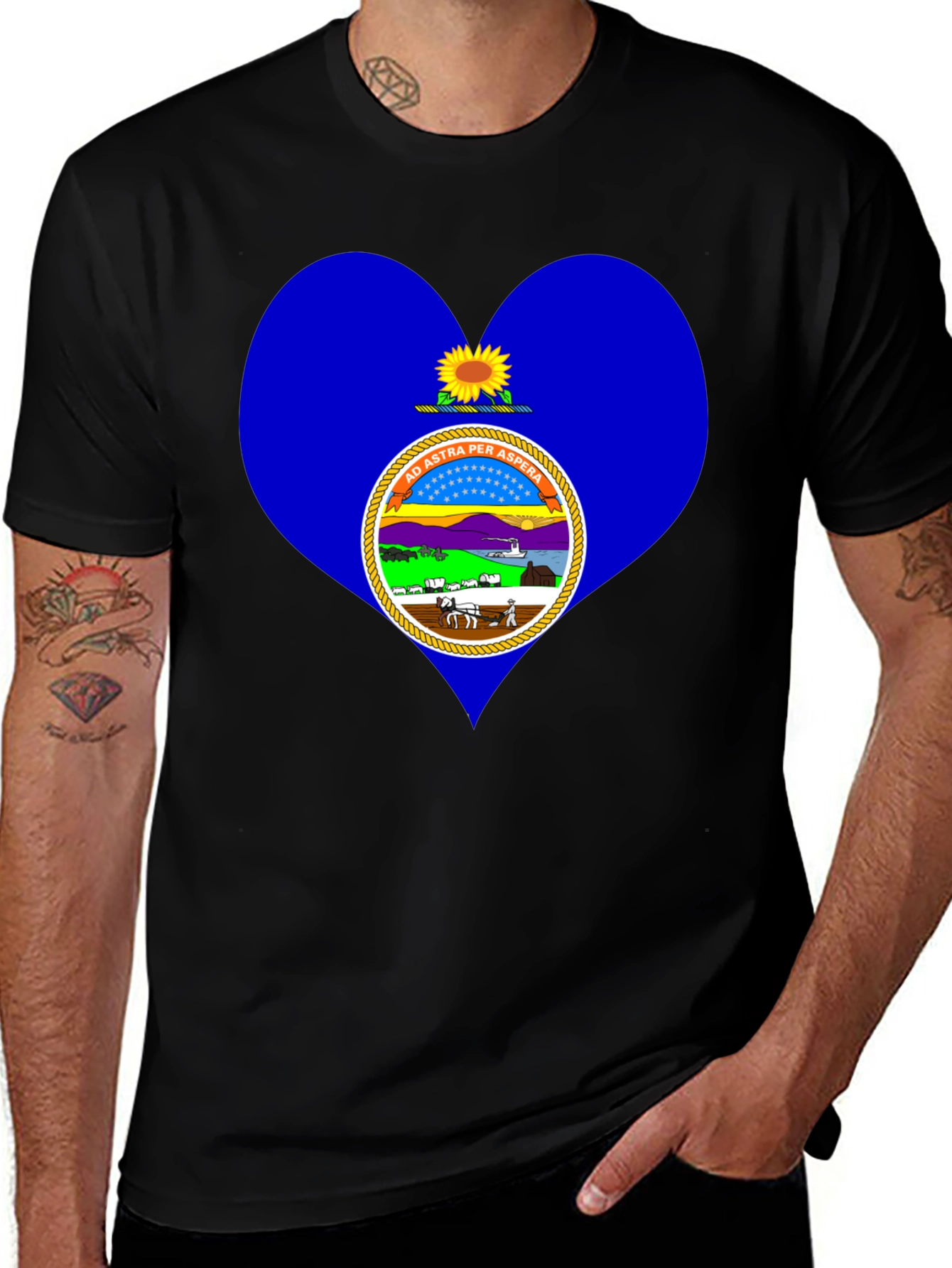 Kansas State Flag Heart T-Shirt