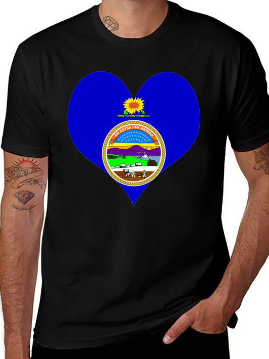 Kansas State Flag Heart T-Shirt
