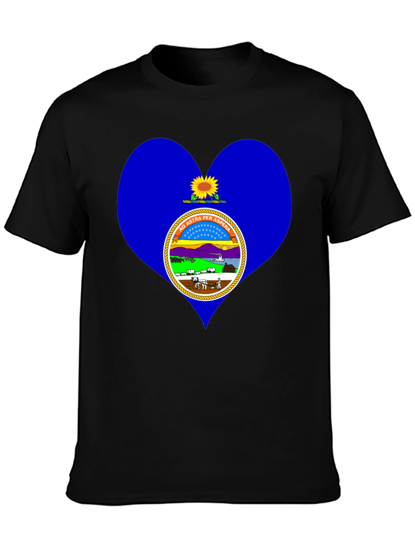 Kansas State Flag Heart T-Shirt