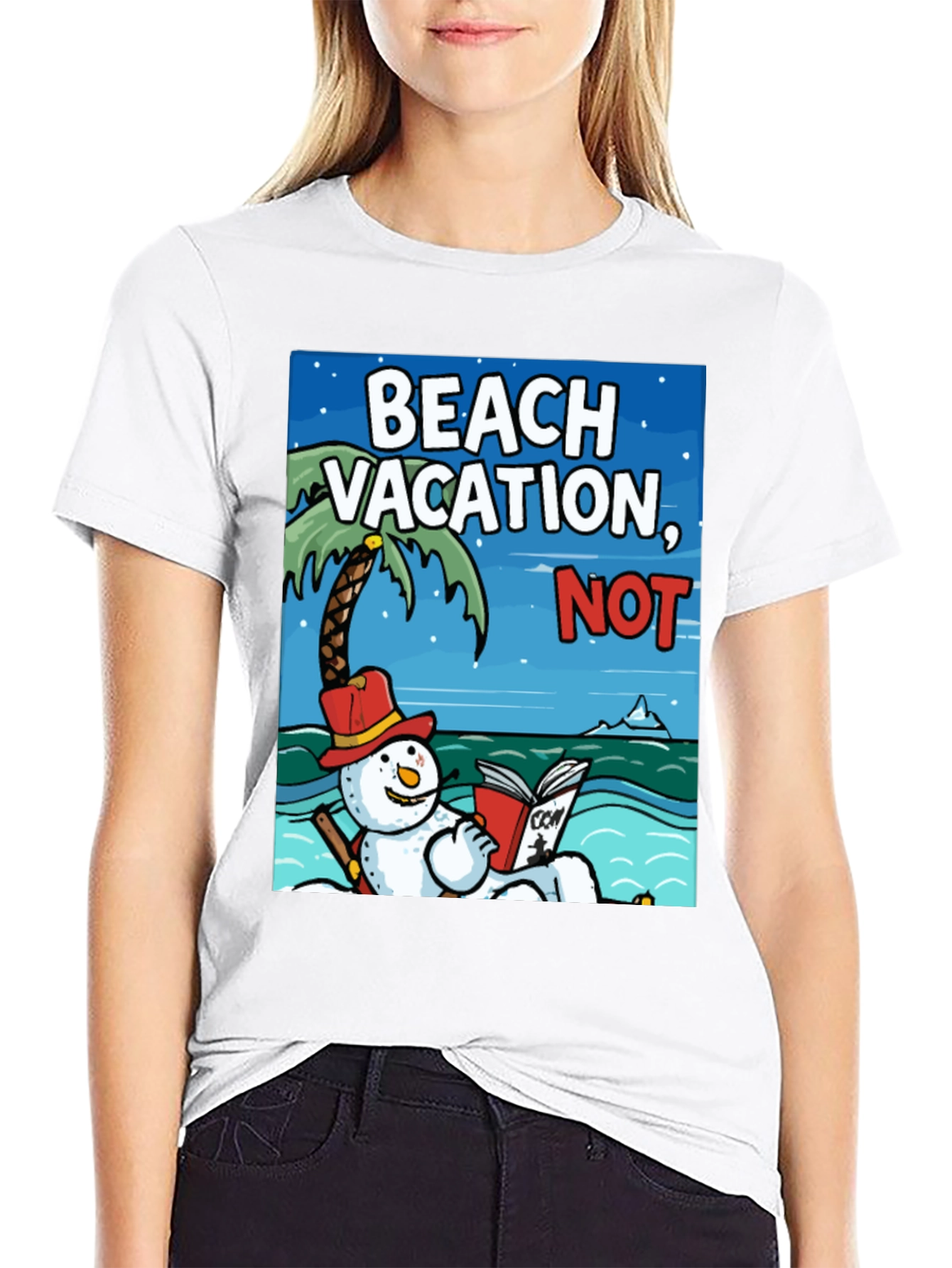 Beach Vacation NOT! Funny Snowman Holiday T-Shirt