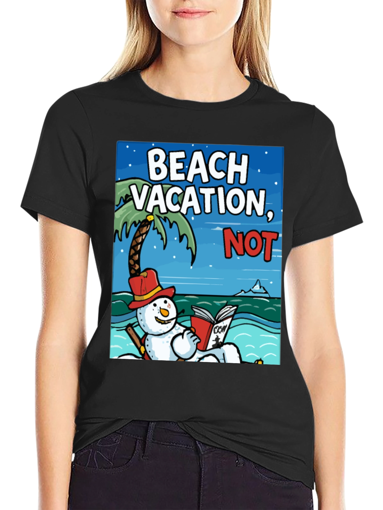 Beach Vacation NOT! Funny Snowman Holiday T-Shirt