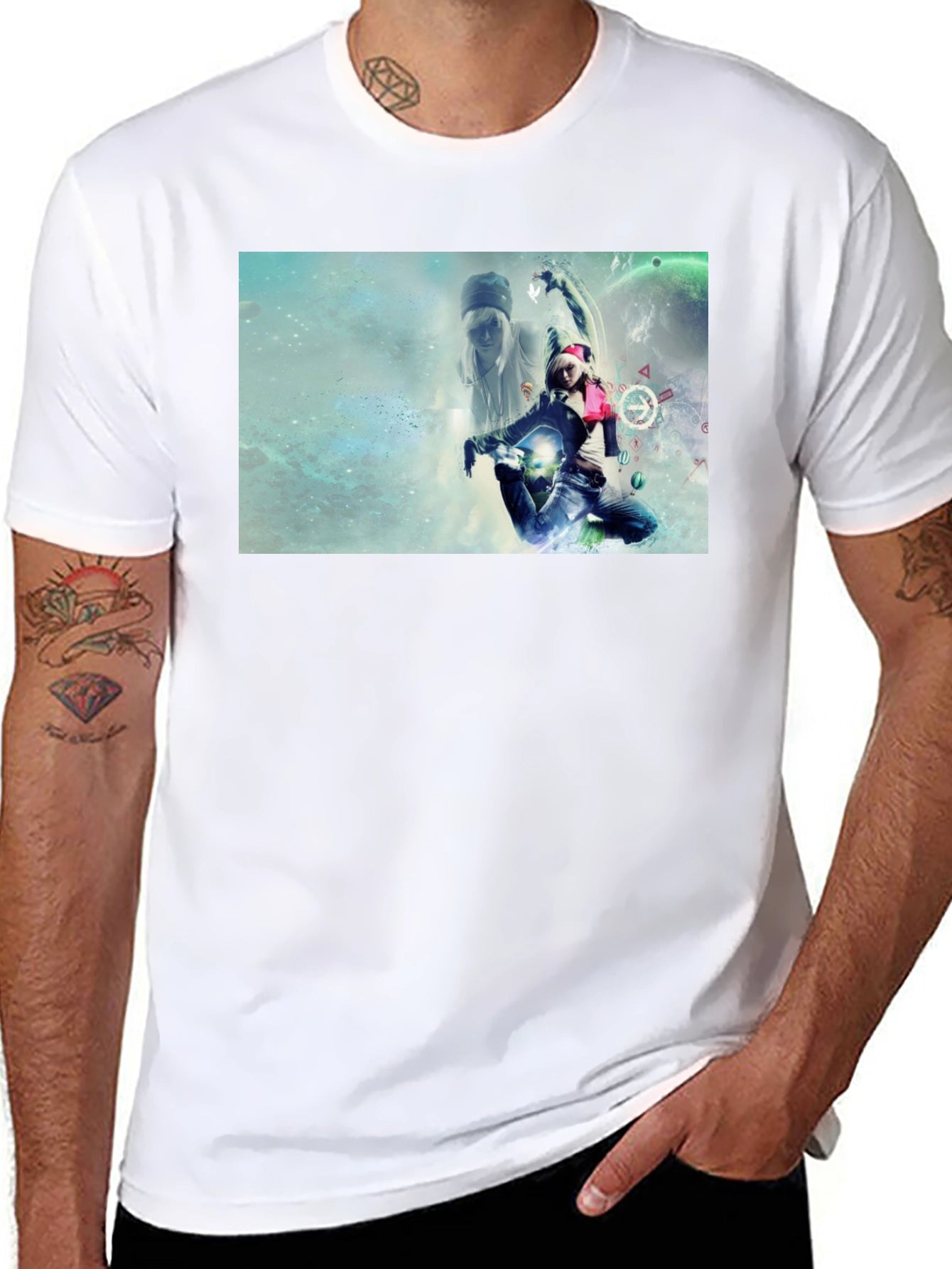 Graphic Print Black T-Shirt - Artistic Design