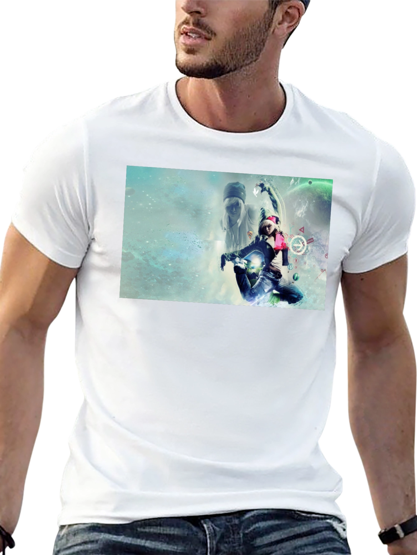 Graphic Print Black T-Shirt - Artistic Design