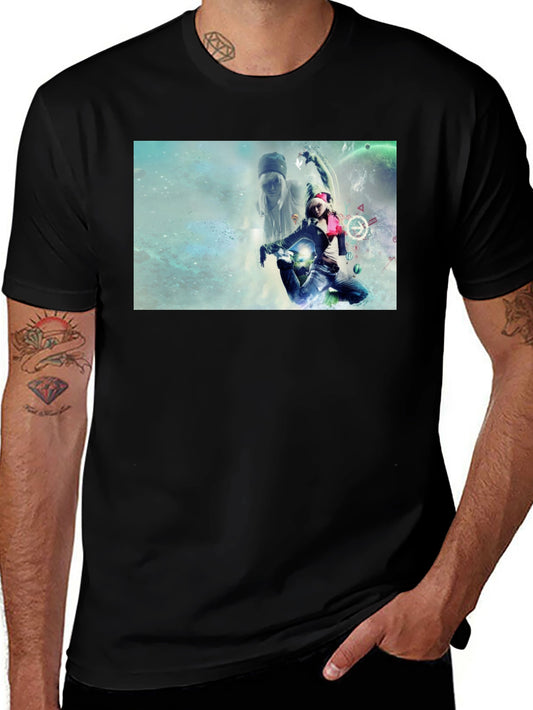 Graphic Print Black T-Shirt - Artistic Design