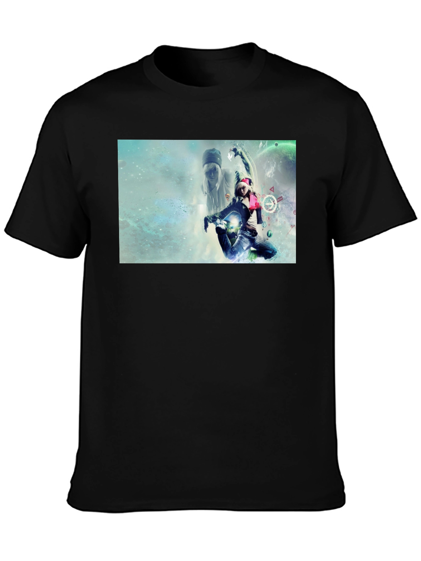 Graphic Print Black T-Shirt - Artistic Design