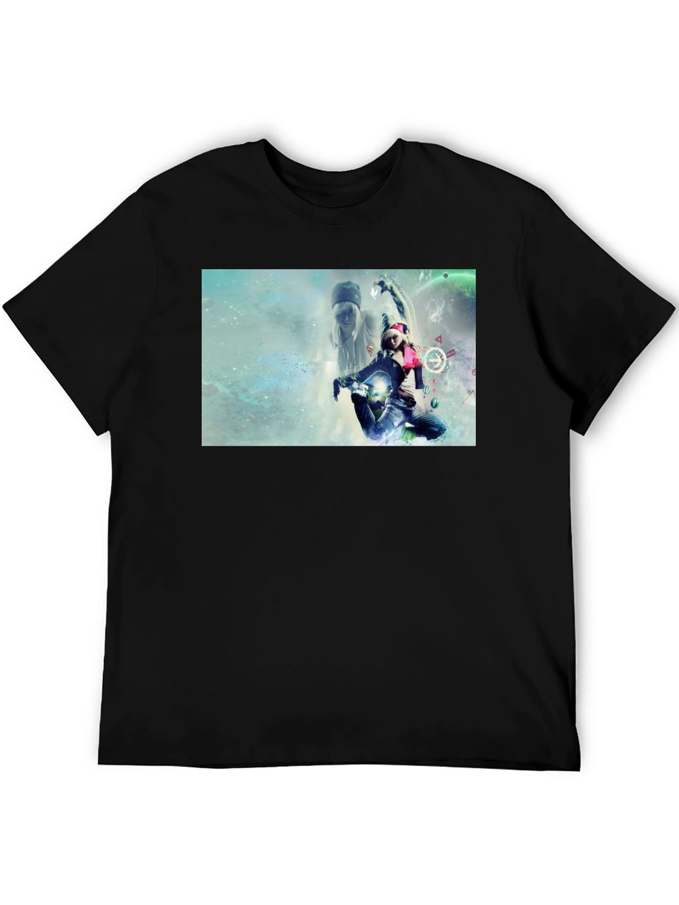 Graphic Print Black T-Shirt - Artistic Design