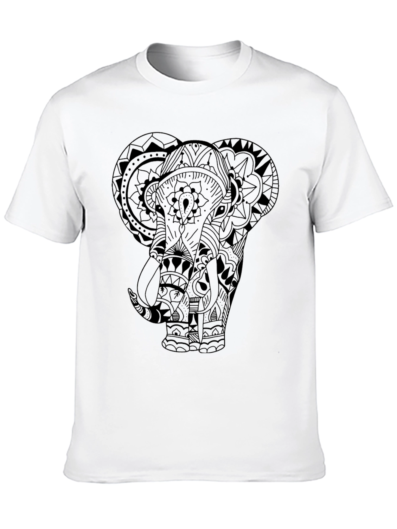 Elephant Mandala Graphic Tee - Mens Black T-Shirt