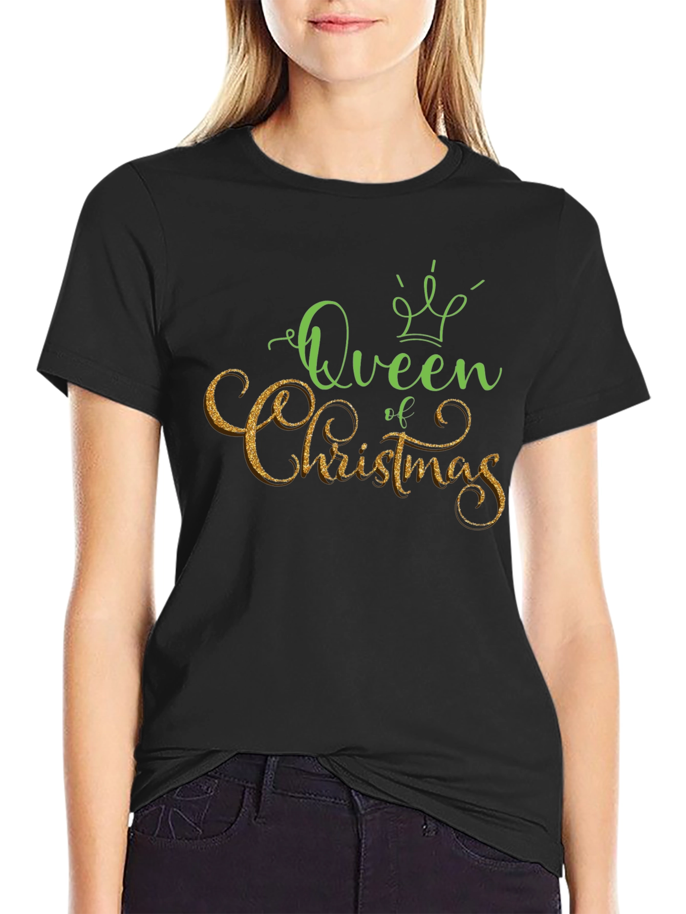 Queen of Christmas Black T-Shirt