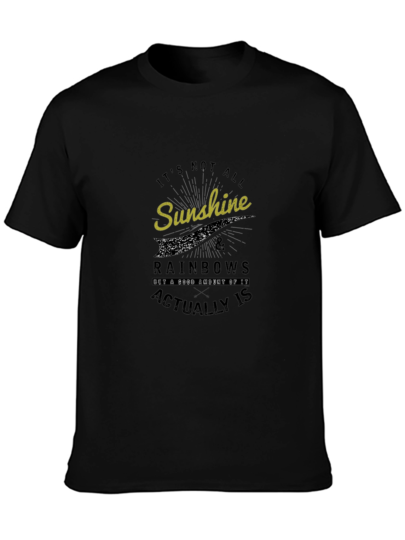 Sunshine & Rainbows Graphic Tee - Trendy Black T-Shirt