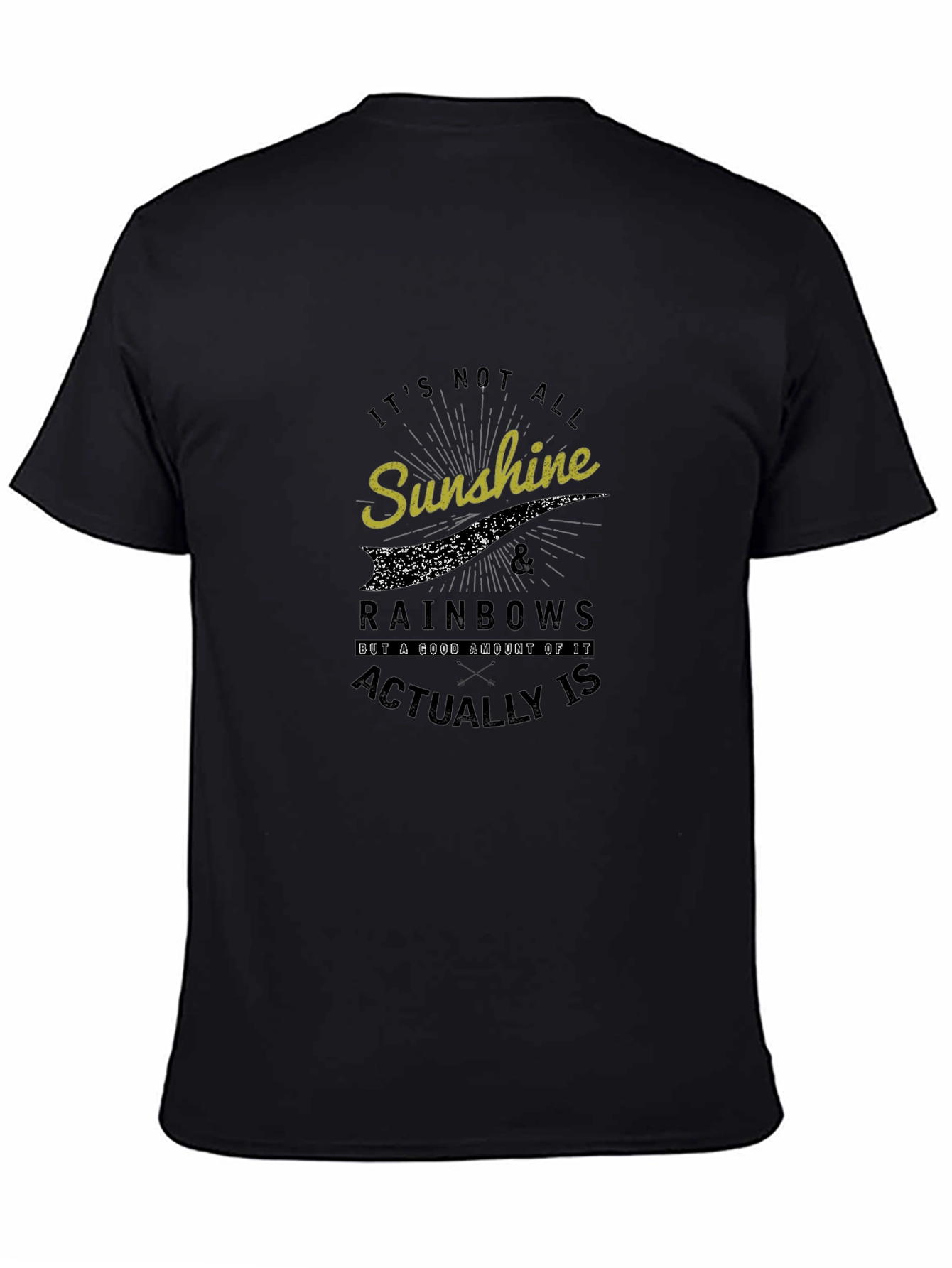 Sunshine & Rainbows Graphic Tee - Trendy Black T-Shirt