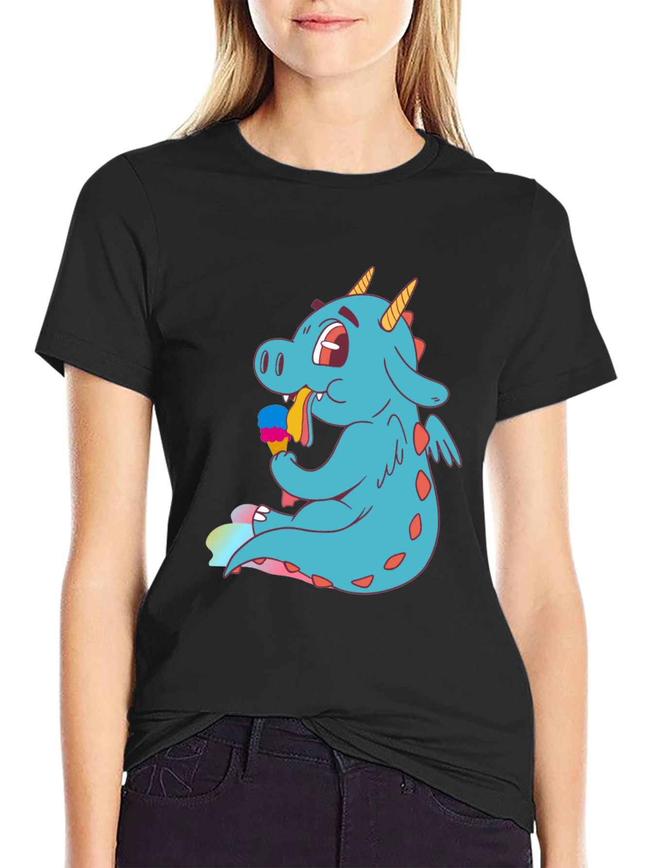 Dragon Eating Ice Cream T-Shirt - Fun Graphic Tee