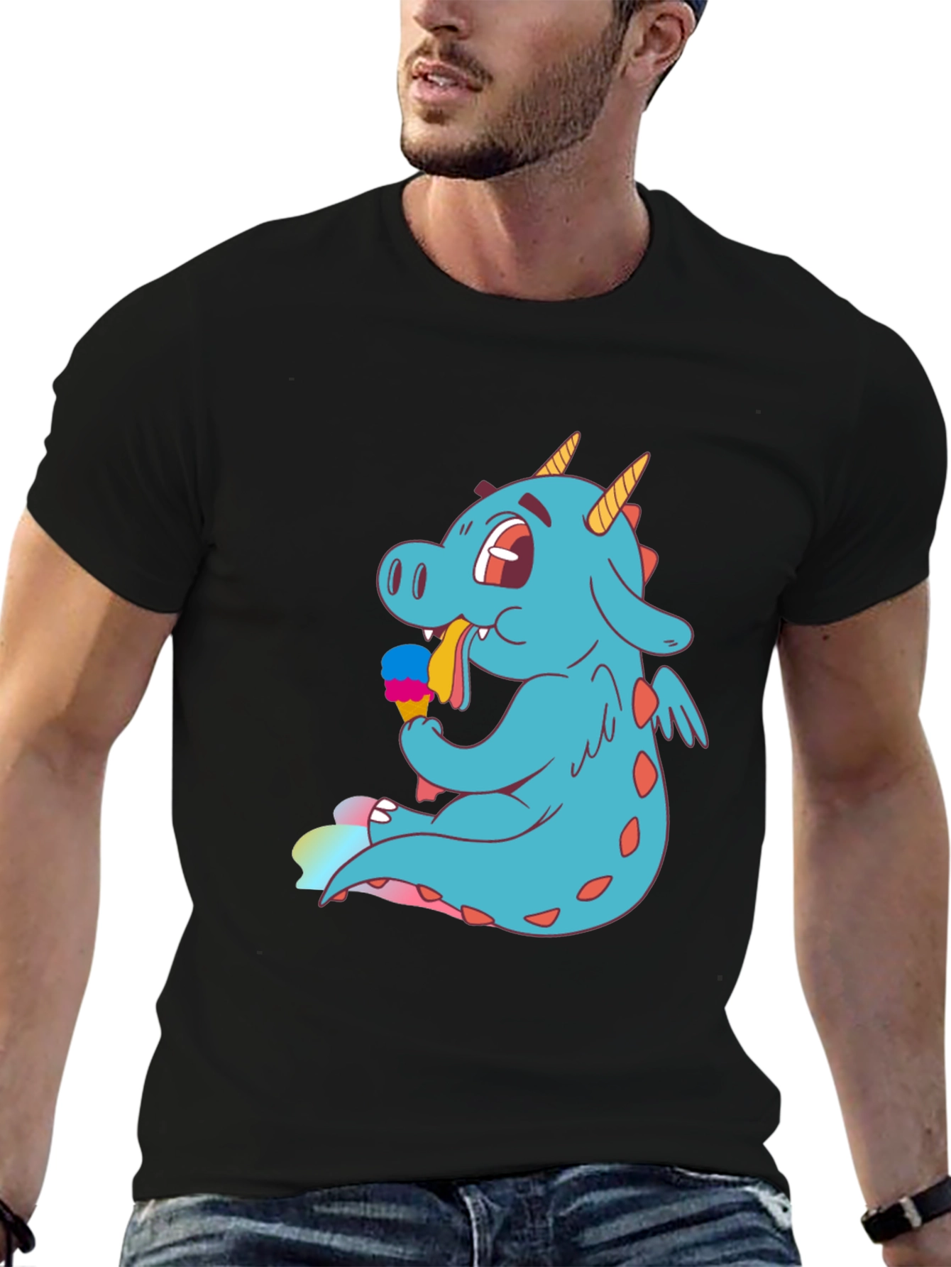 Dragon Eating Ice Cream T-Shirt - Fun Graphic Tee