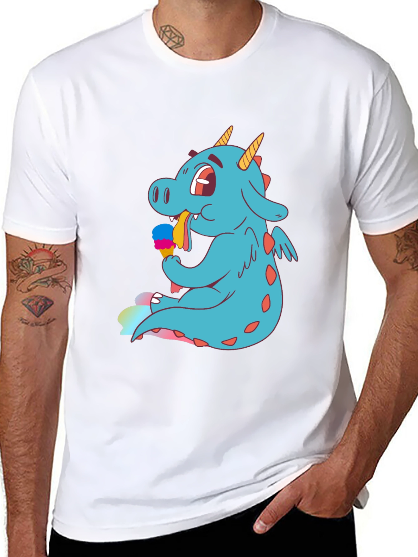 Dragon Eating Ice Cream T-Shirt - Fun Graphic Tee
