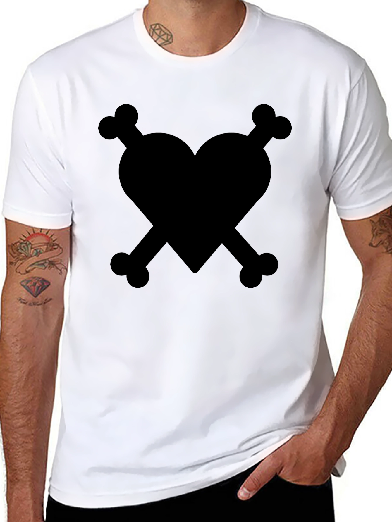 Heart & Bones Black Graphic Tee