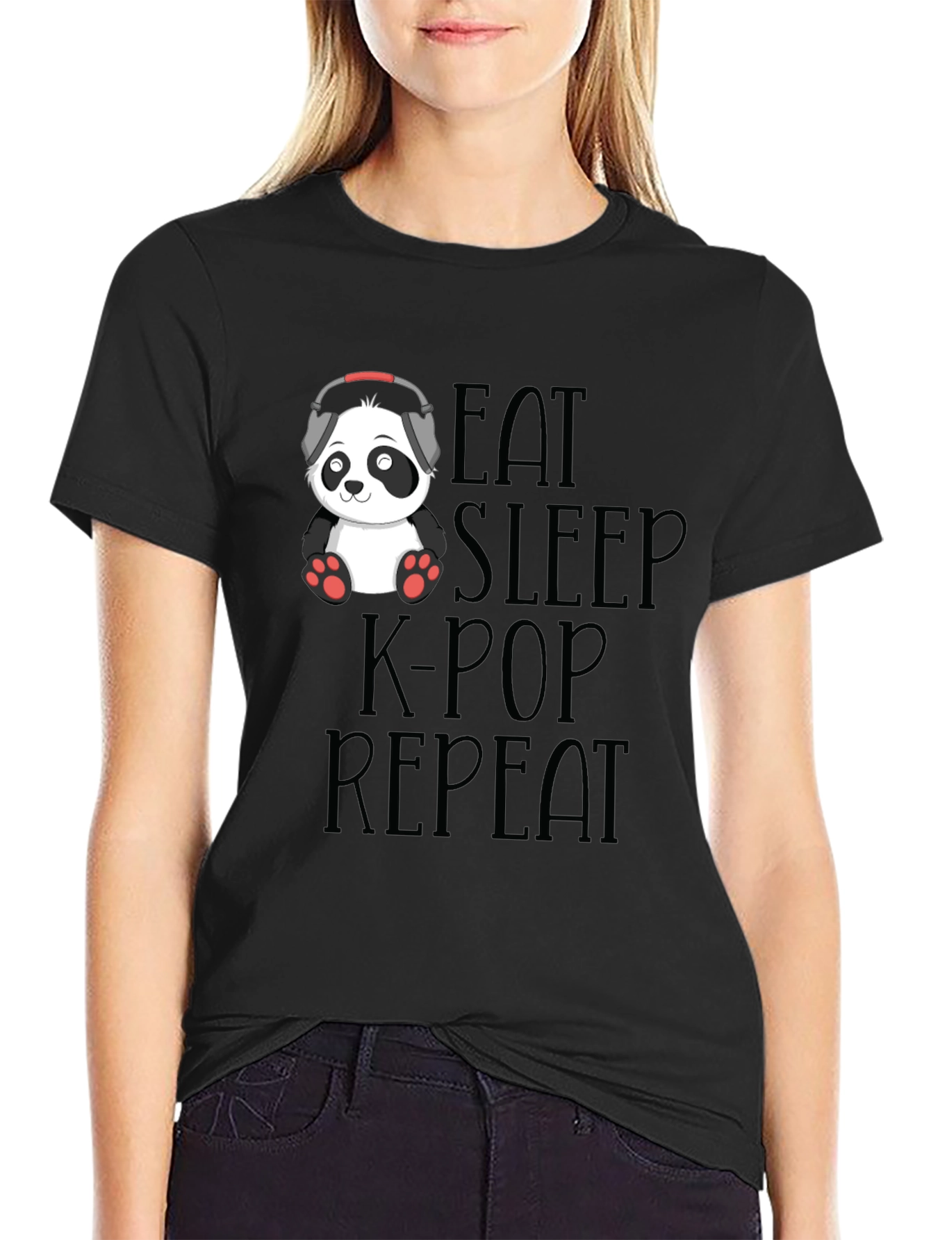 Eat Sleep K-Pop Repeat Panda T-Shirt