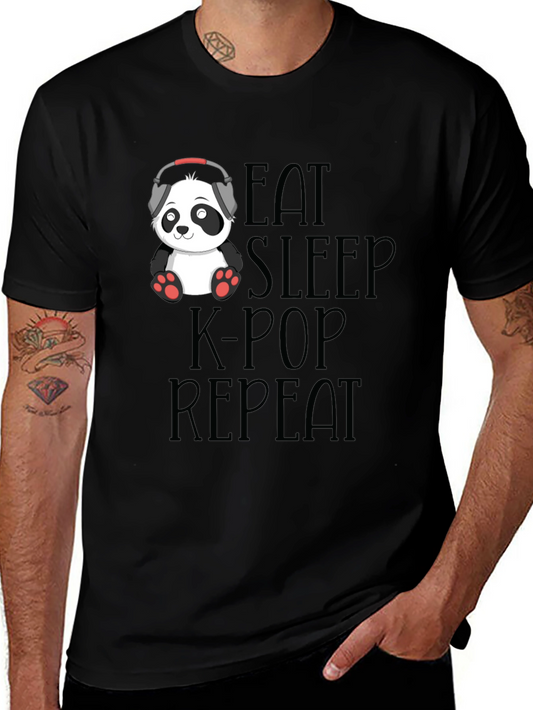Eat Sleep K-Pop Repeat Panda T-Shirt