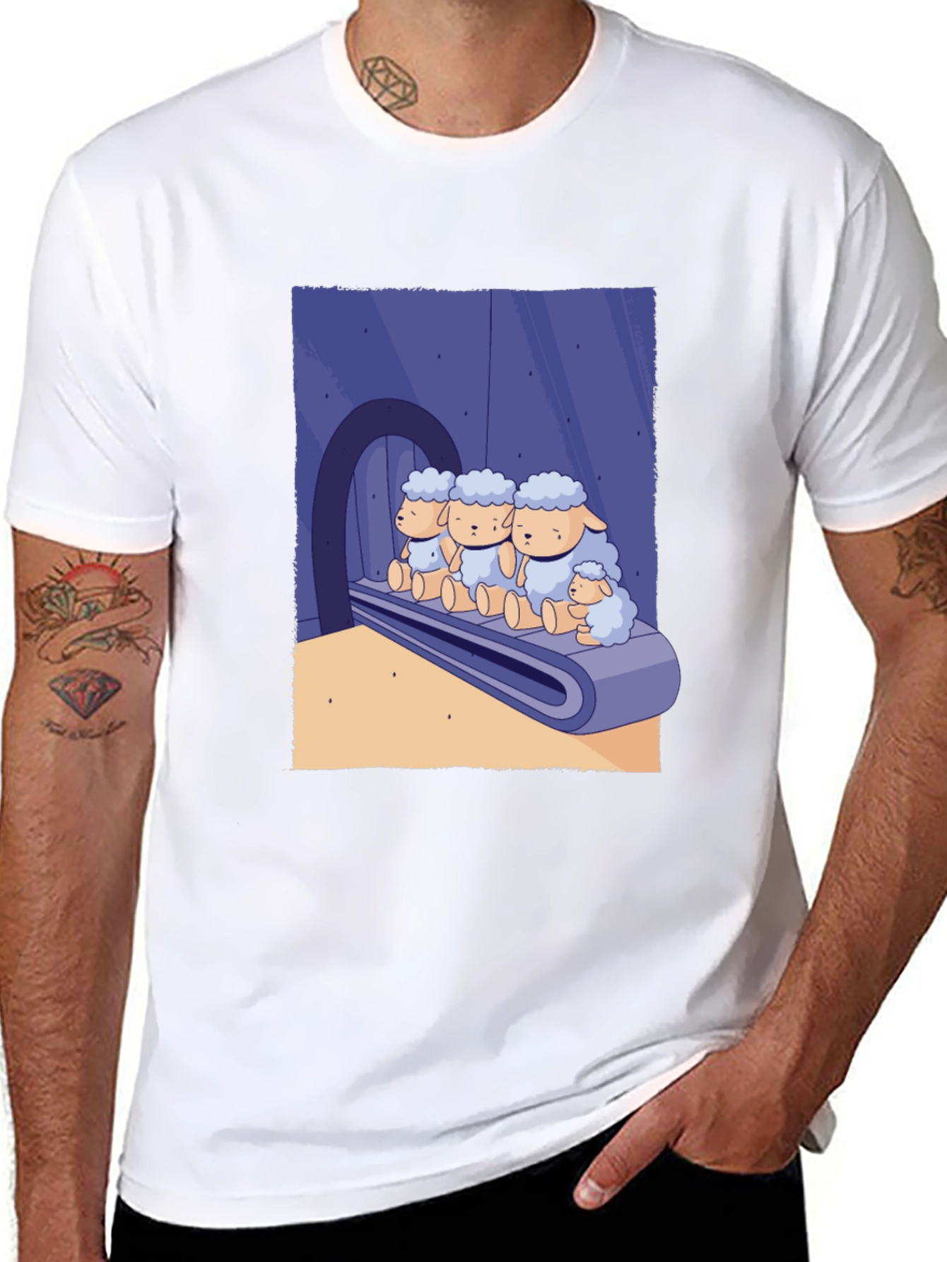 Sheep on Conveyor Belt Graphic Tee