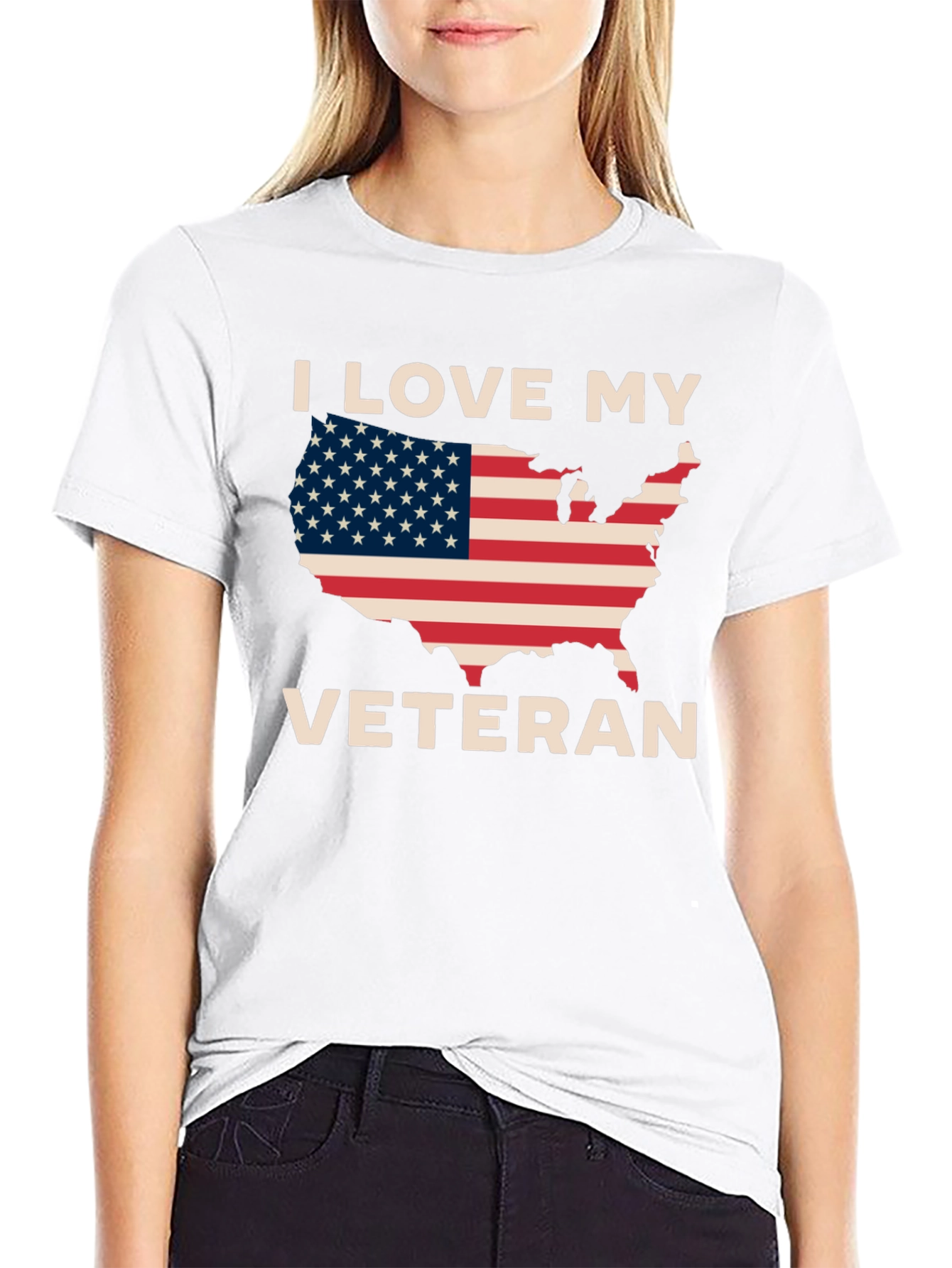 I Love My Veteran Patriotic Graphic T-Shirt