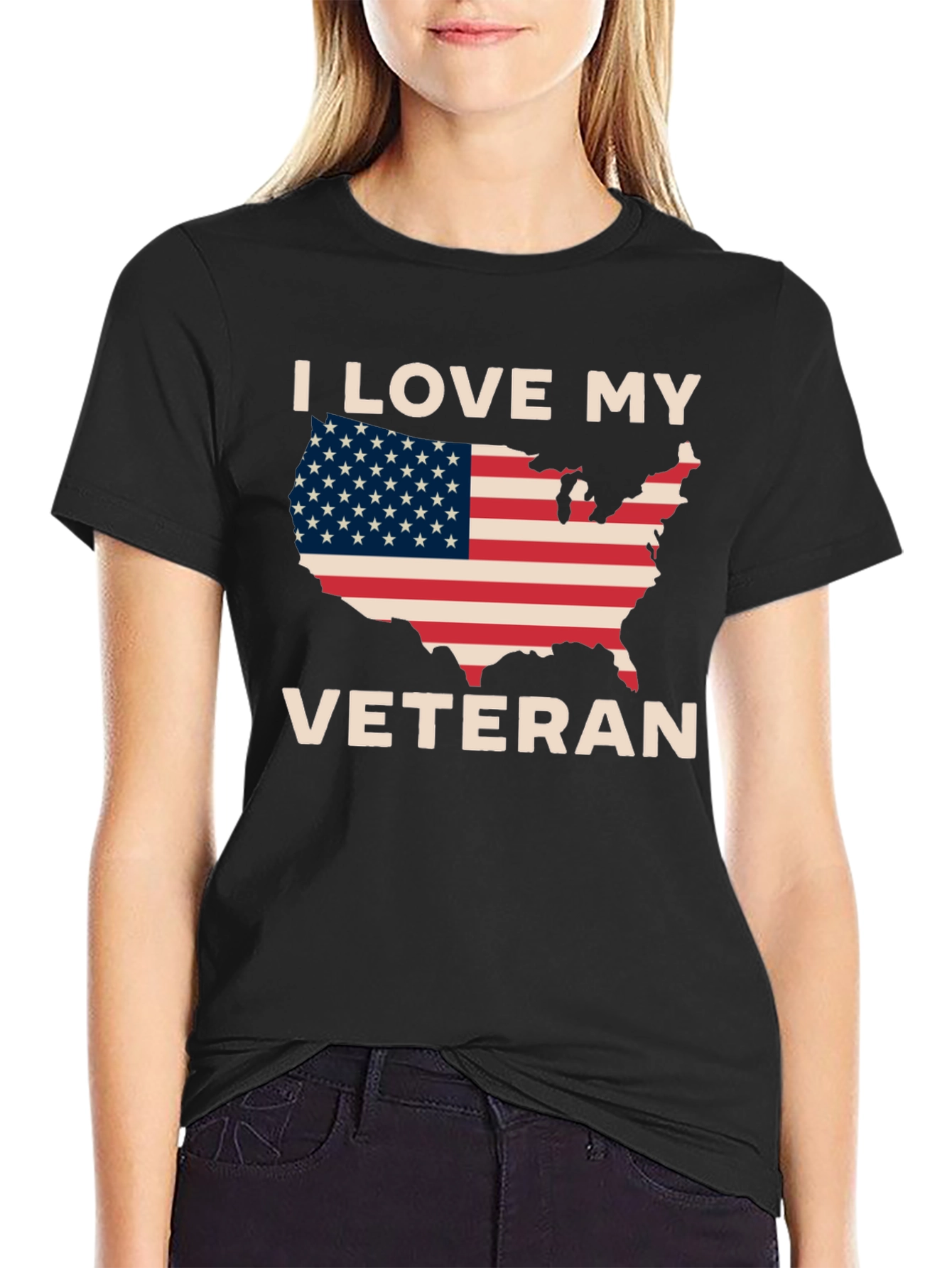 I Love My Veteran Patriotic Graphic T-Shirt