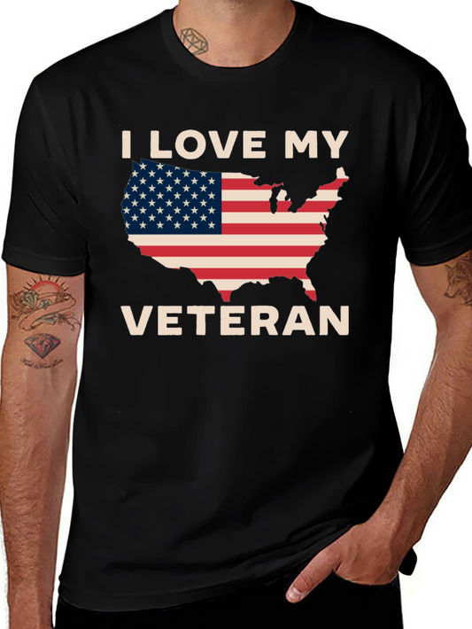 I Love My Veteran Patriotic Graphic T-Shirt