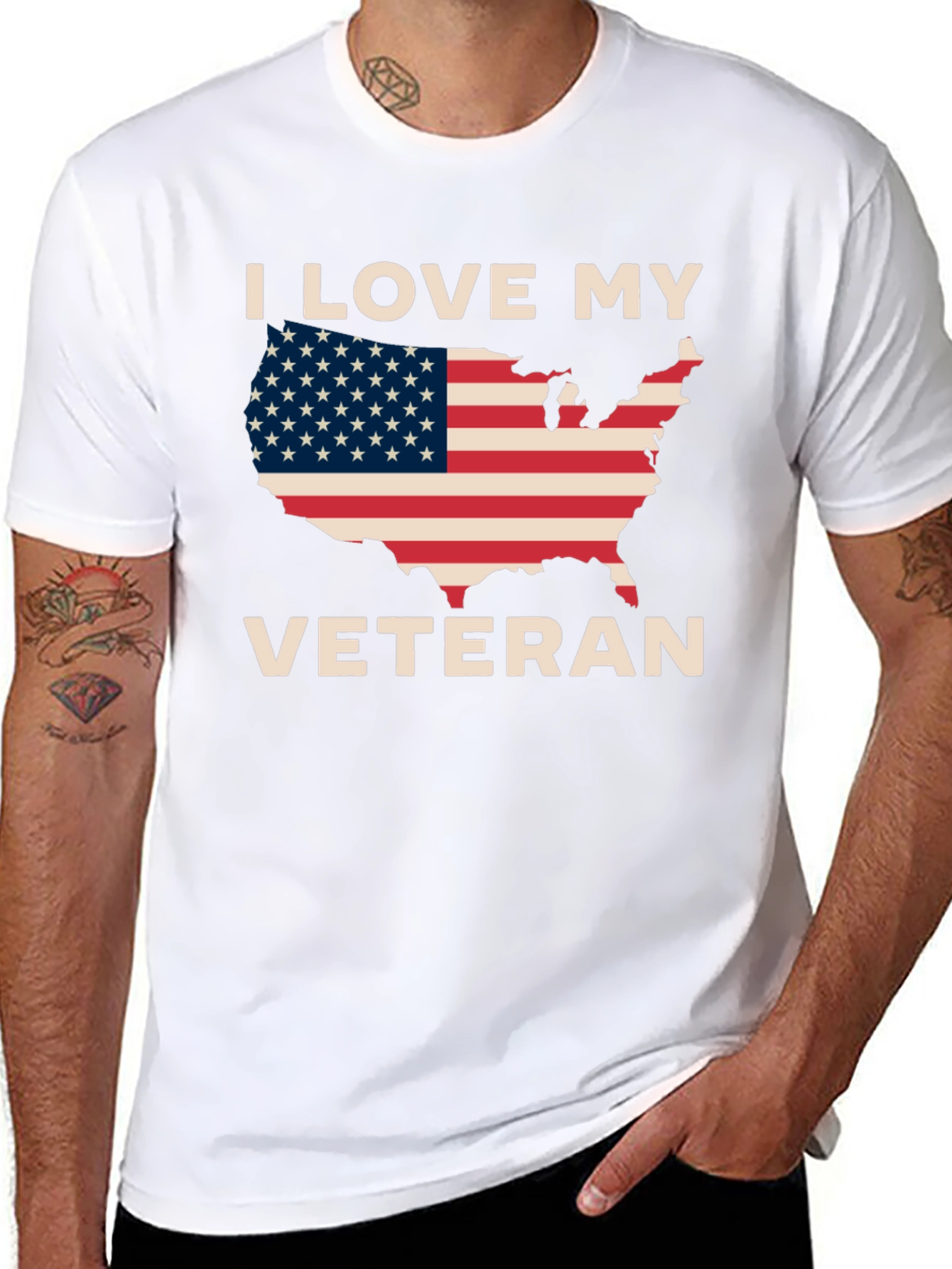 I Love My Veteran Patriotic Graphic T-Shirt