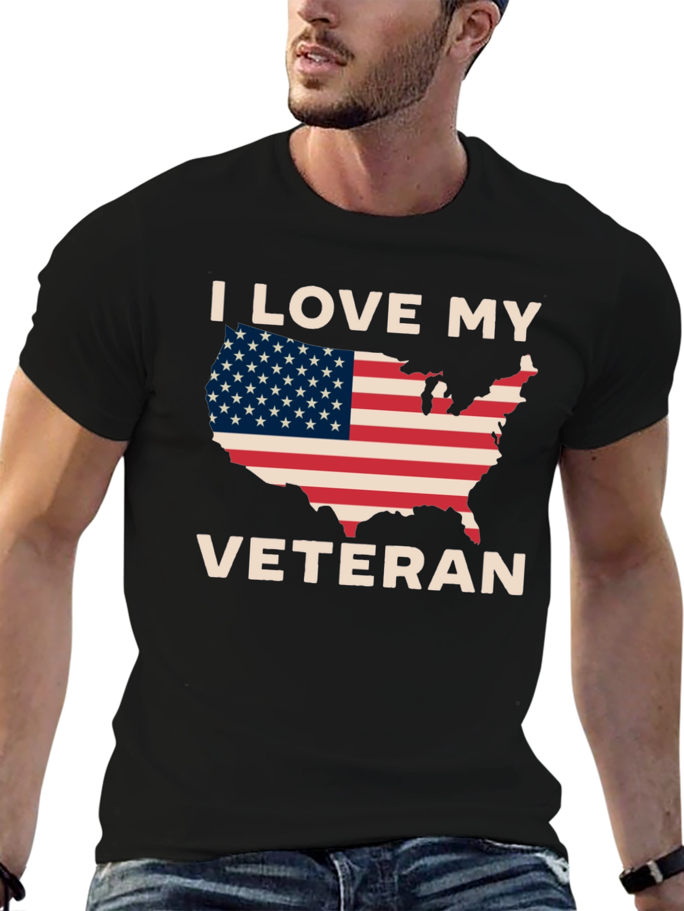 I Love My Veteran Patriotic Graphic T-Shirt