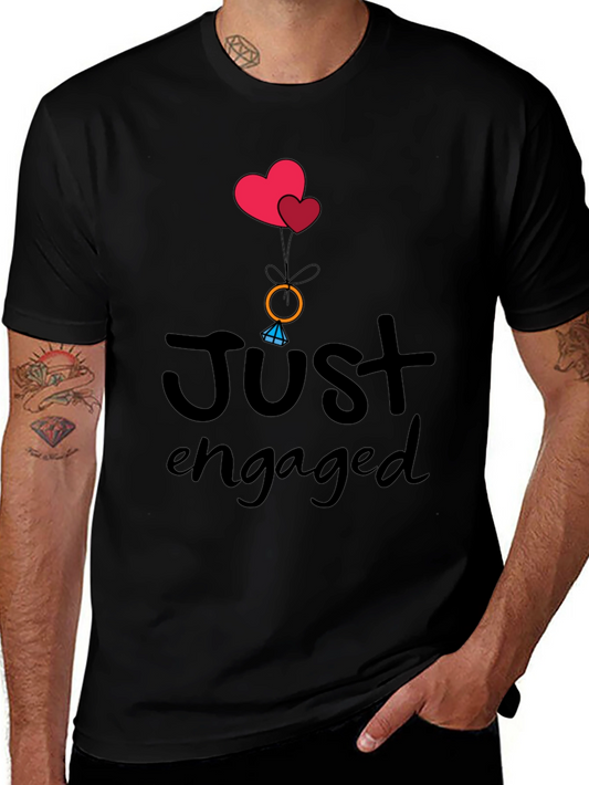 Just Engaged Graphic Tee - Heart Balloons & Diamond Ring