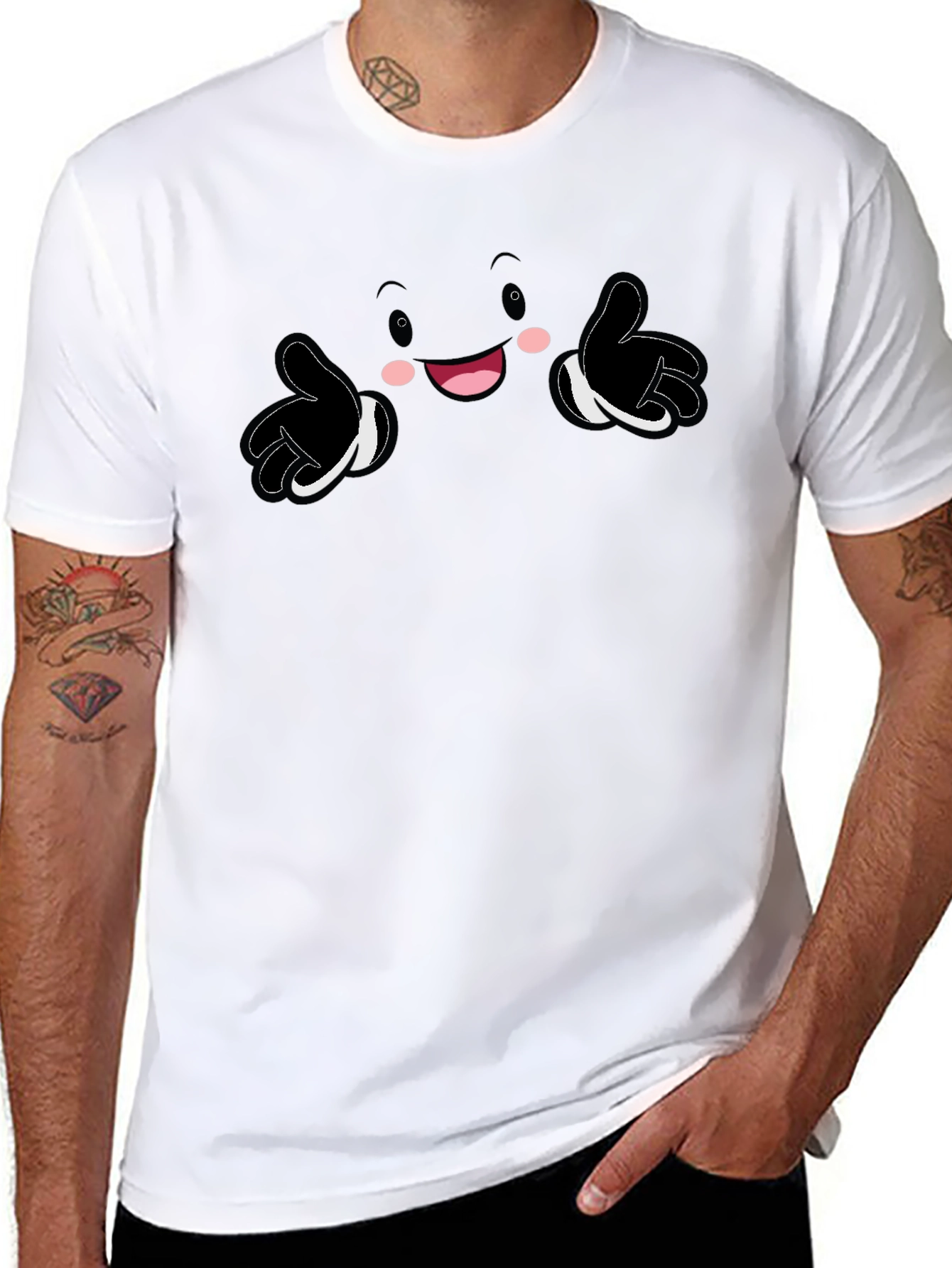 Fun Cartoon Character Graphic Print Black T-Shirt