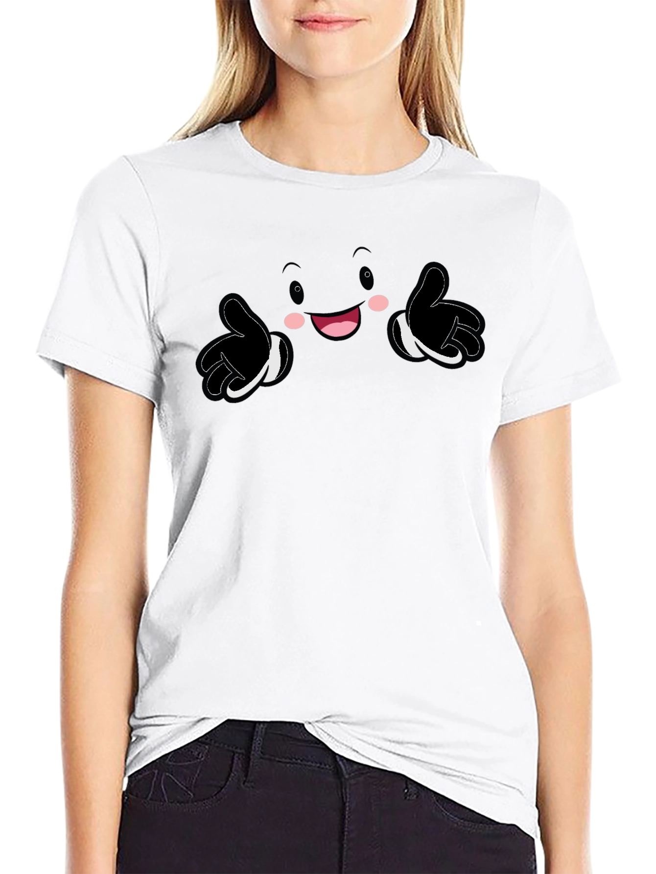 Fun Cartoon Character Graphic Print Black T-Shirt
