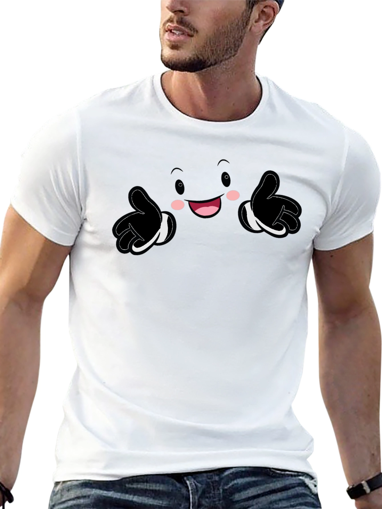 Fun Cartoon Character Graphic Print Black T-Shirt
