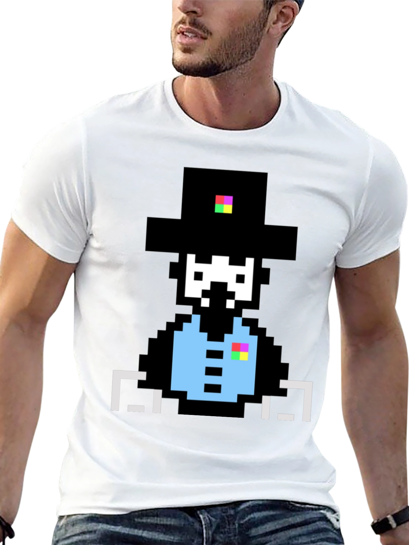Pixel Art Gentleman Graphic T-Shirt