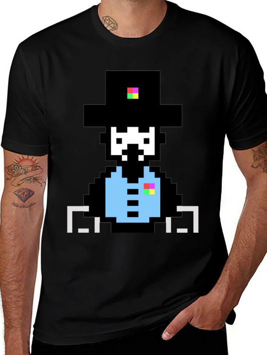 Pixel Art Gentleman Graphic T-Shirt
