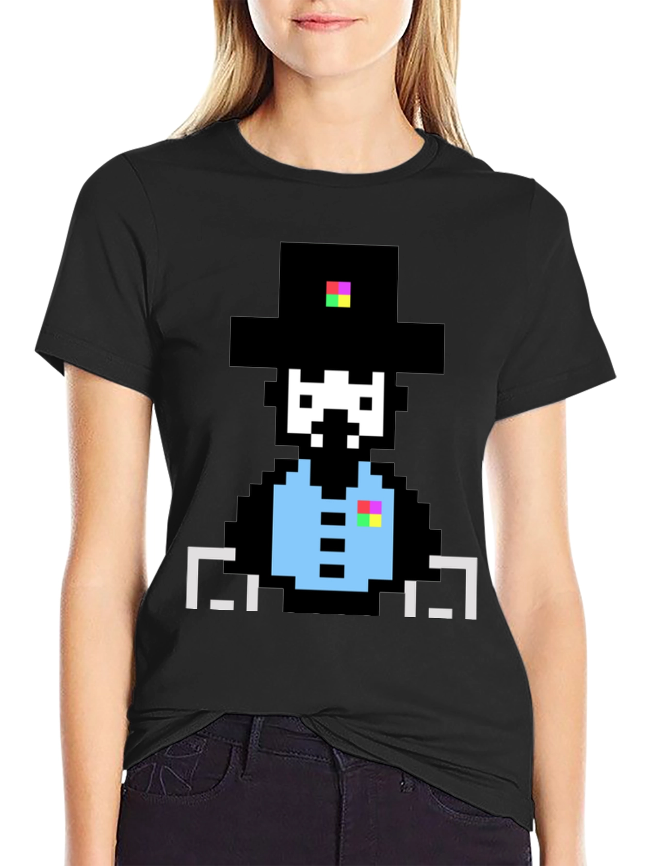 Pixel Art Gentleman Graphic T-Shirt