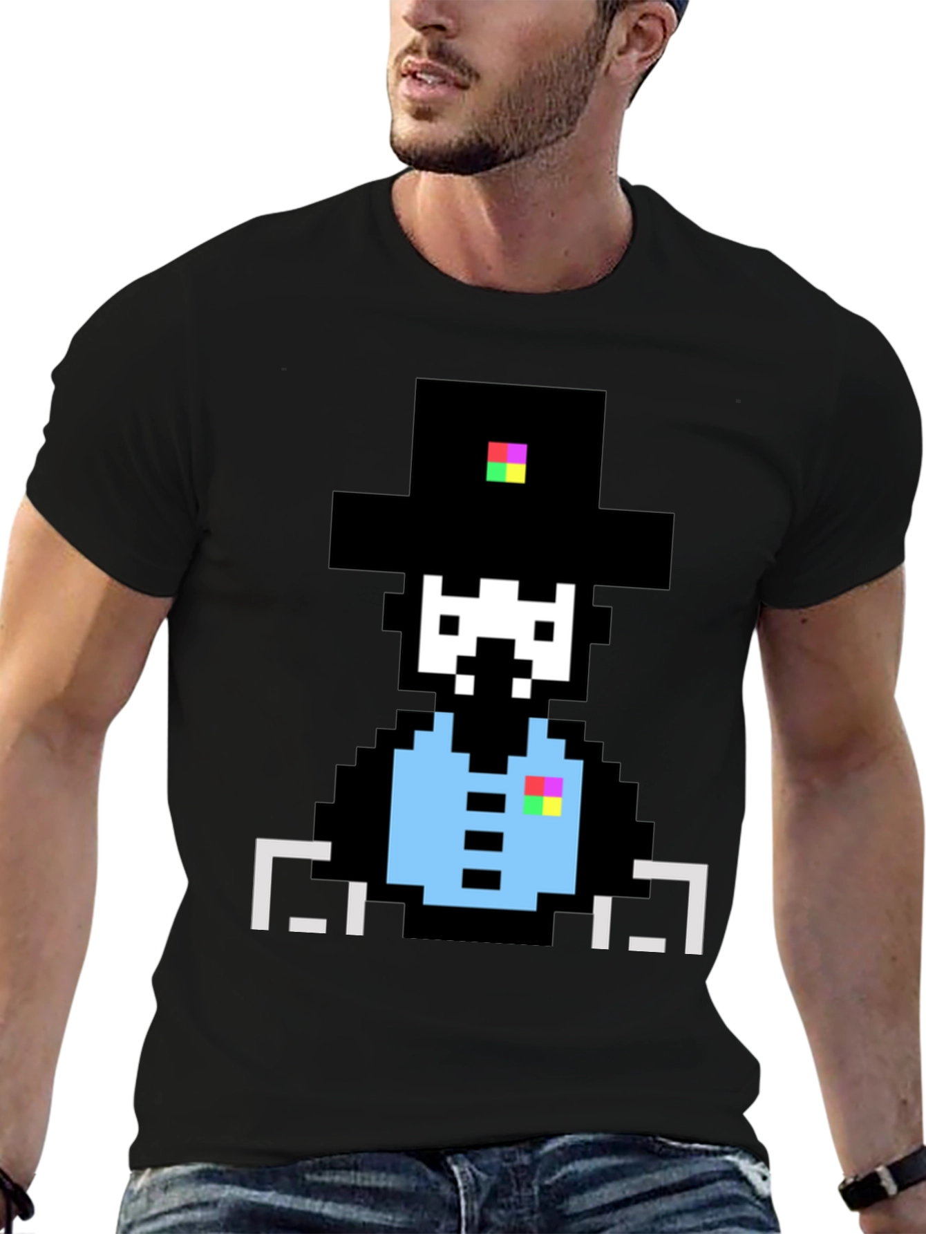 Pixel Art Gentleman Graphic T-Shirt