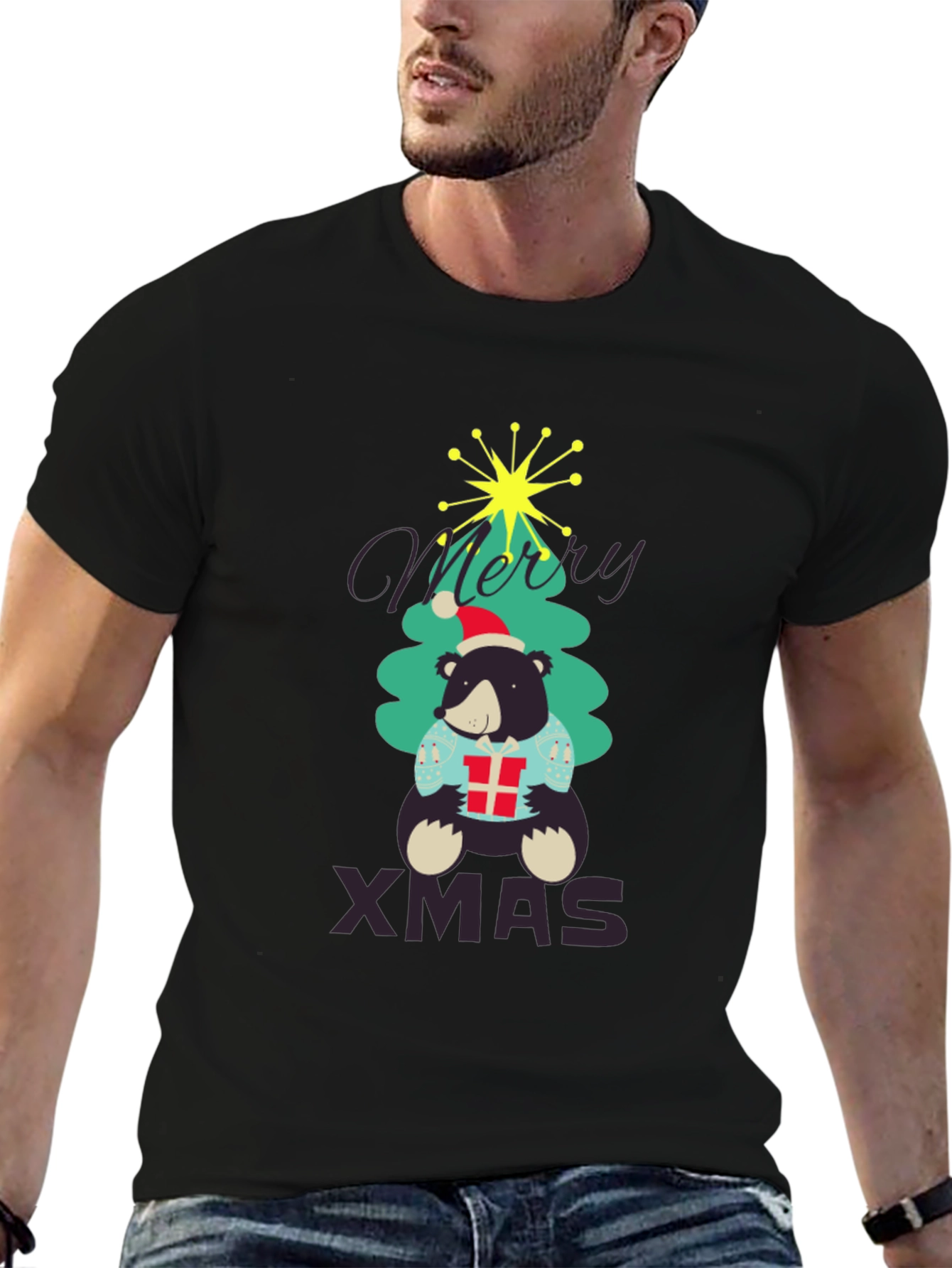 Festive Bear Xmas T-Shirt - Holiday Season Apparel