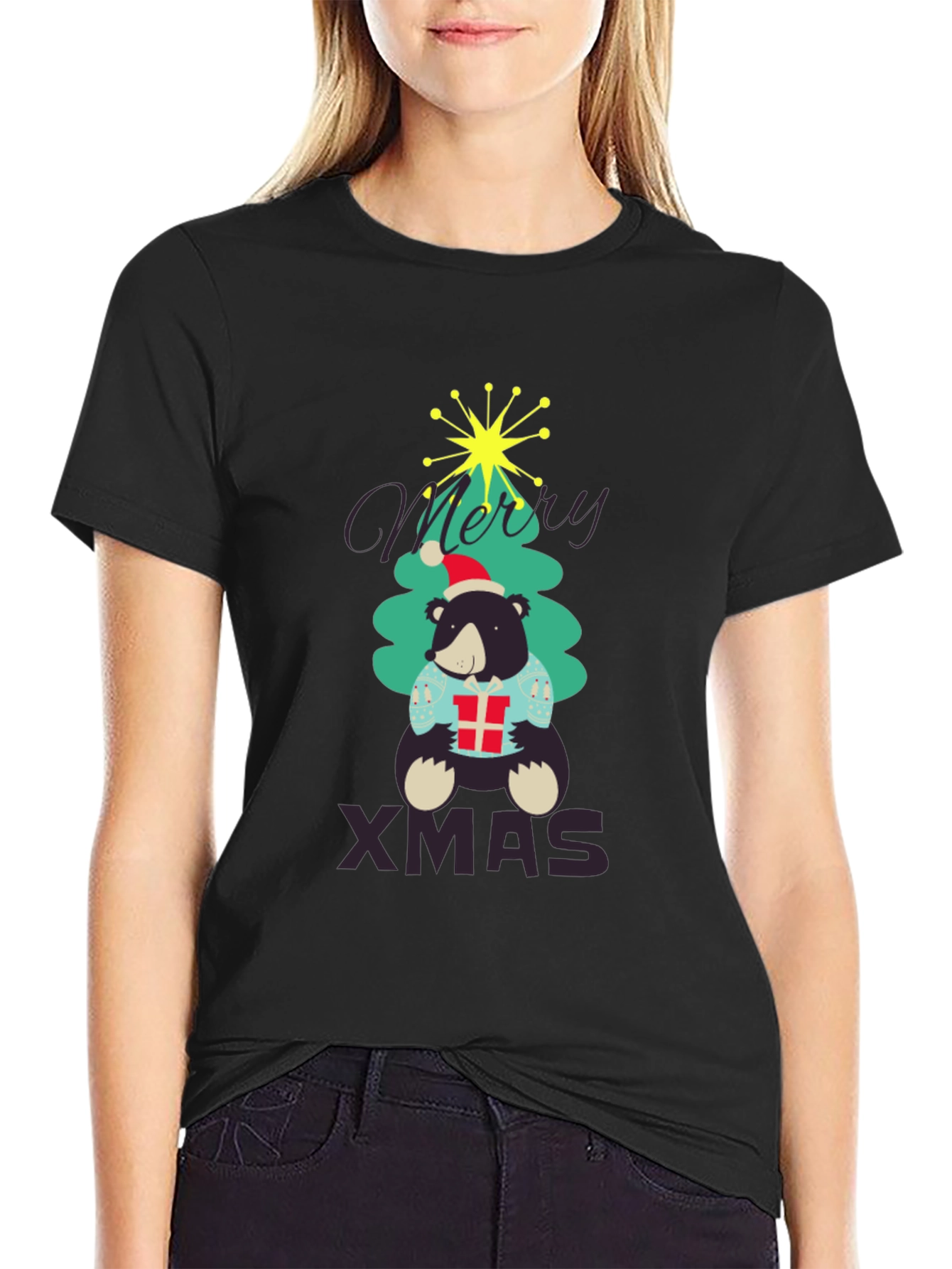 Festive Bear Xmas T-Shirt - Holiday Season Apparel