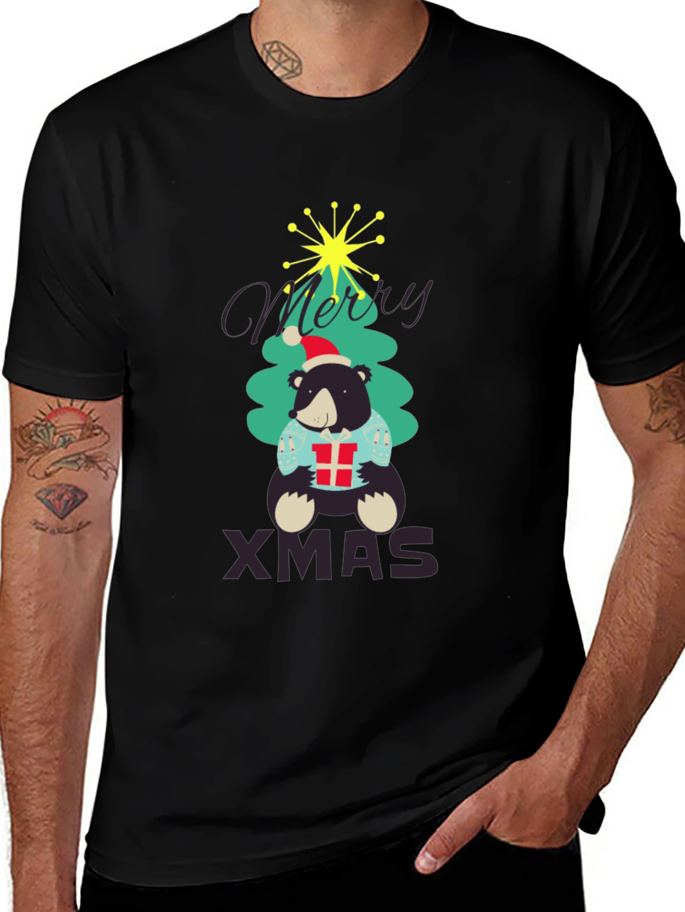 Festive Bear Xmas T-Shirt - Holiday Season Apparel
