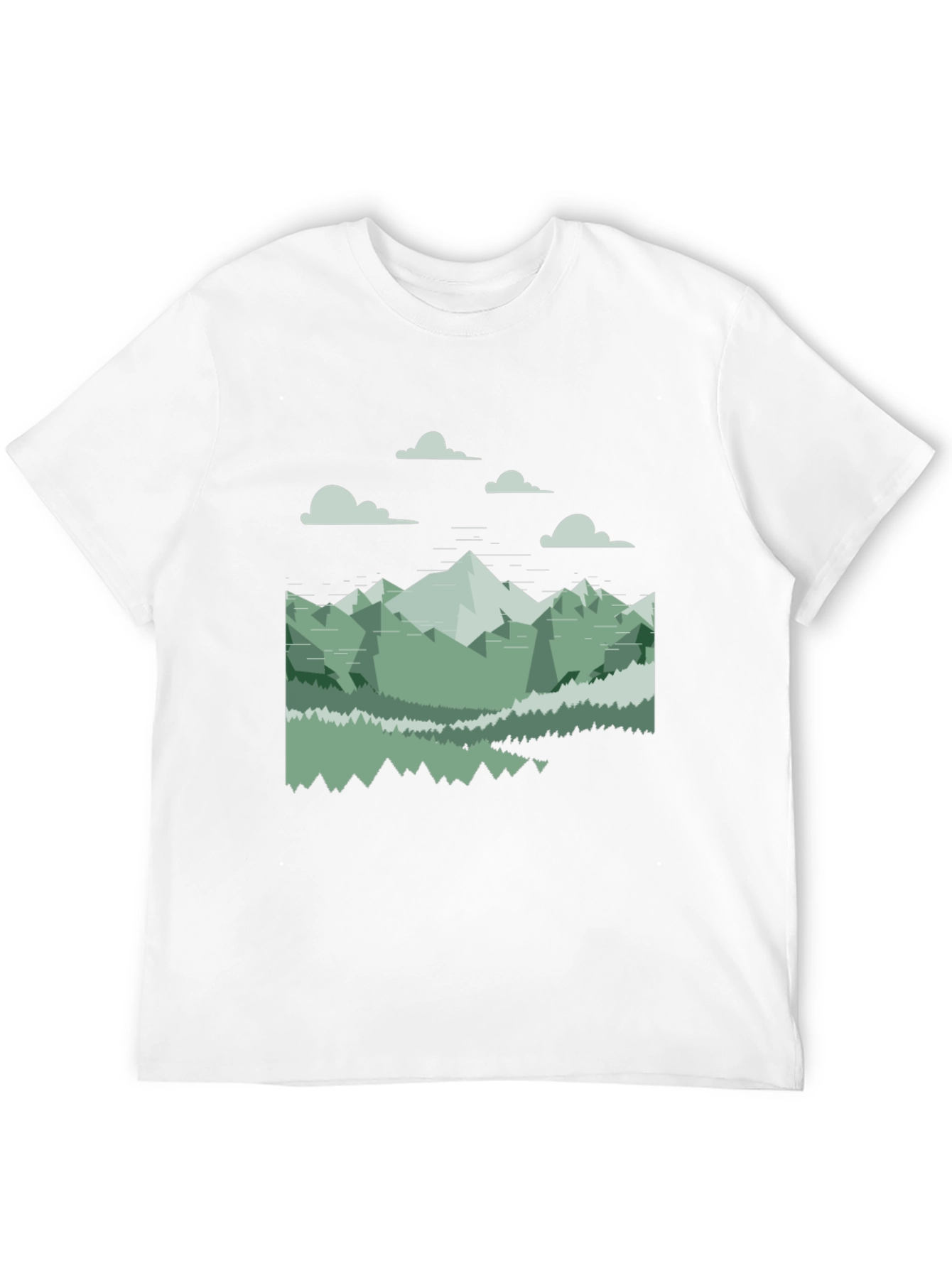 Geometric Mountain Landscape Tee - Black Cotton Blend