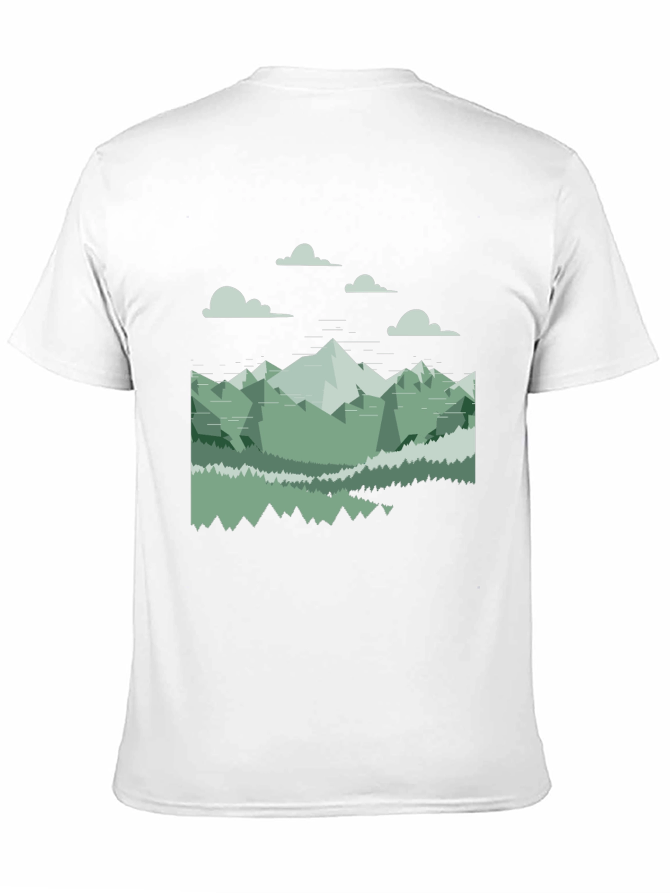 Geometric Mountain Landscape Tee - Black Cotton Blend