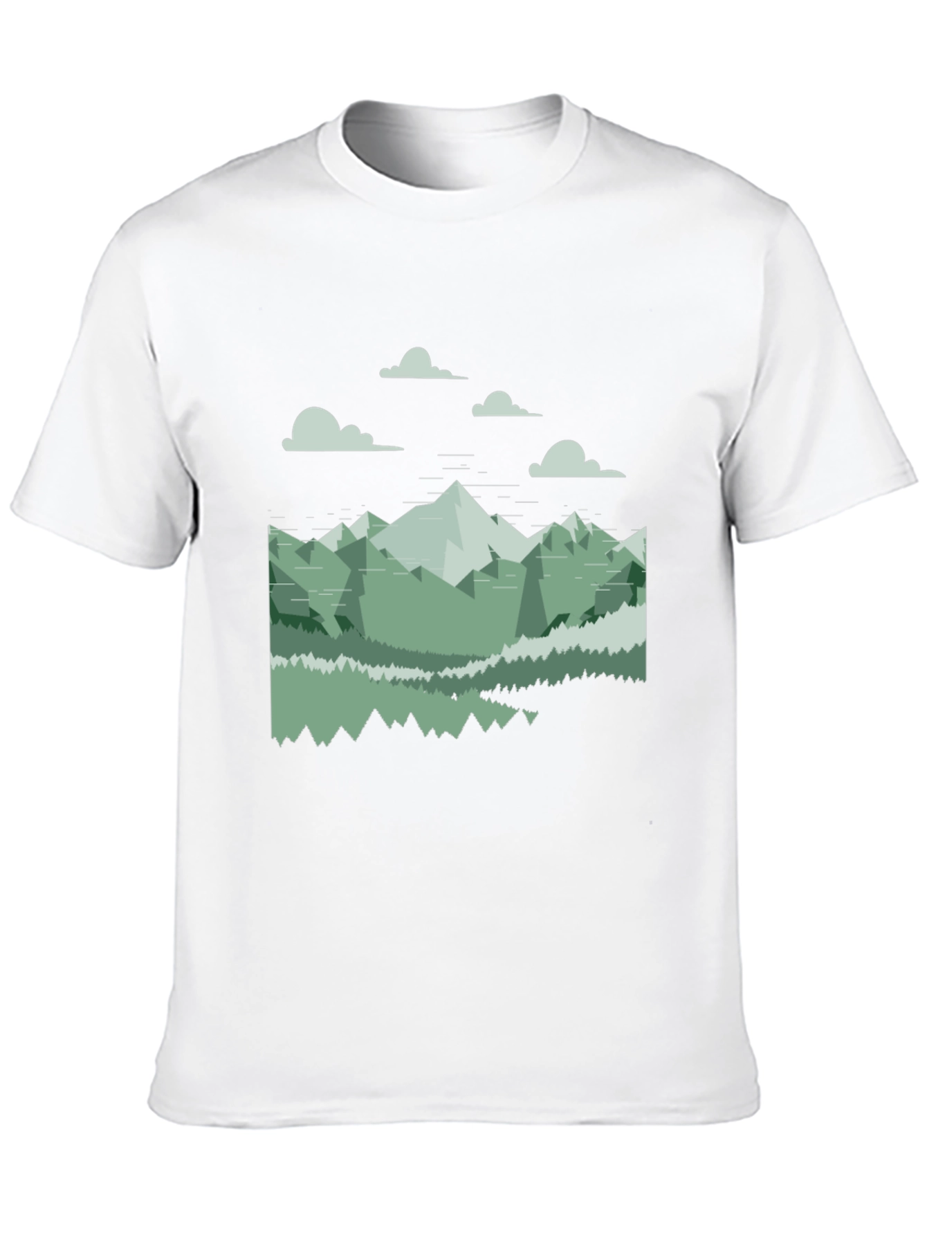 Geometric Mountain Landscape Tee - Black Cotton Blend