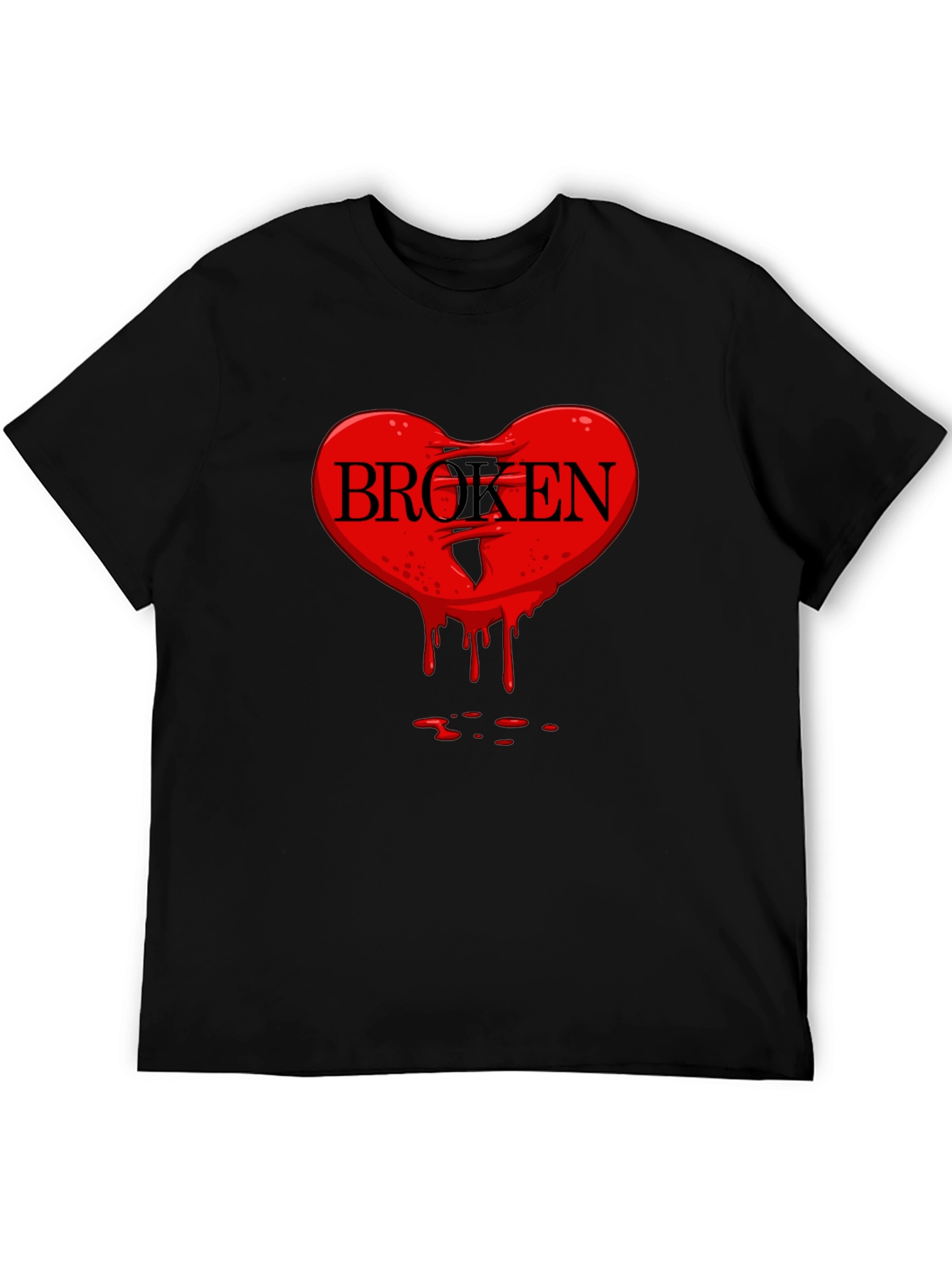 Broken Heart Graphic Tee - Mens Black T-Shirt